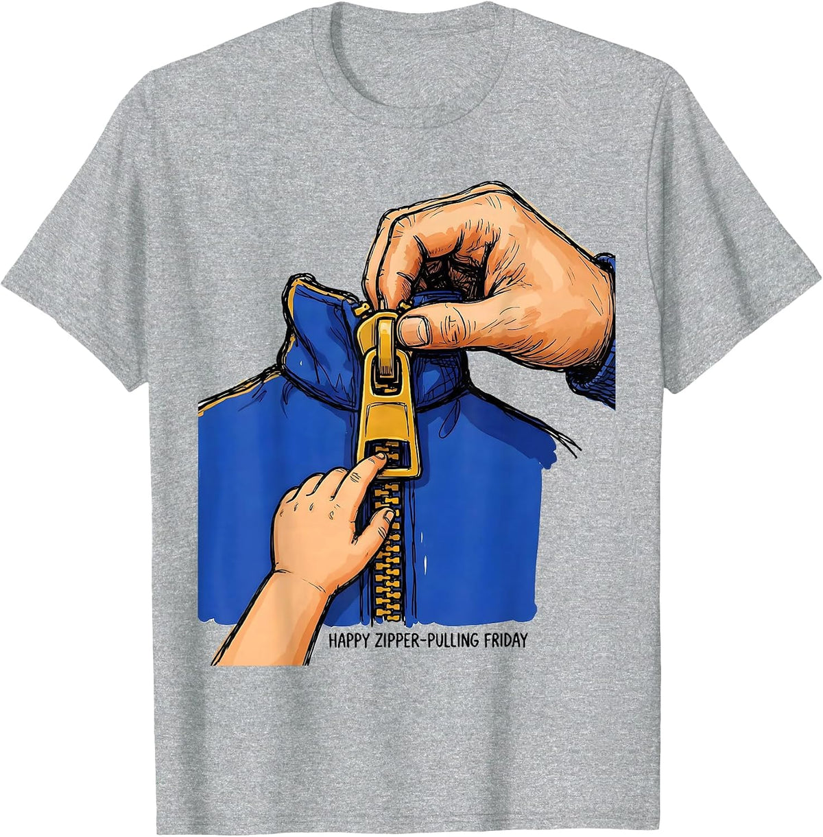 Men's Happy Zipper-Pulling Friday Occupational Therapy OT T-Shirt - Heather Grey