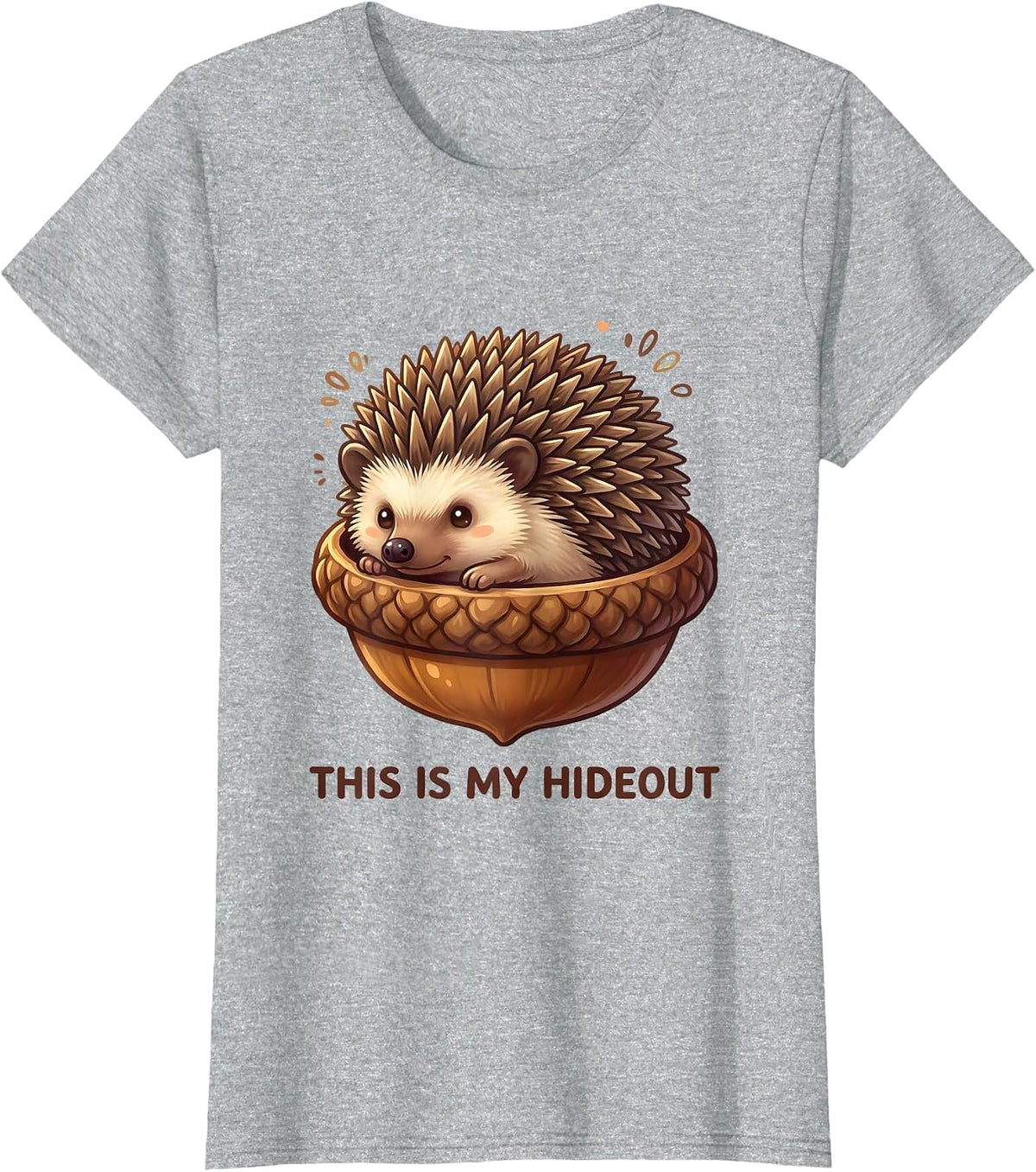 Women's This Is My Hideout Cute Kawaii Hedgehog Lover Gift T-Shirt - Heather Grey