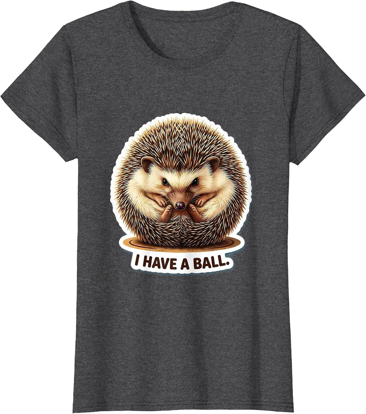 Women's I Have A Ball Cute Hedgehog Pet Lover Animal Humor T-Shirt - Dark Heather Grey