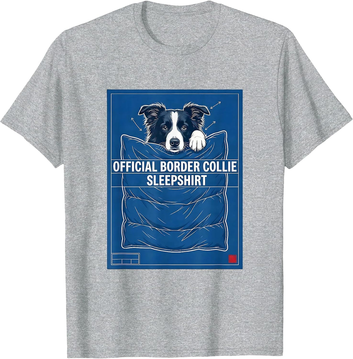 Men's Official Border Collie Sleepshirt Technical Blueprint Pet T-Shirt - Heather Grey