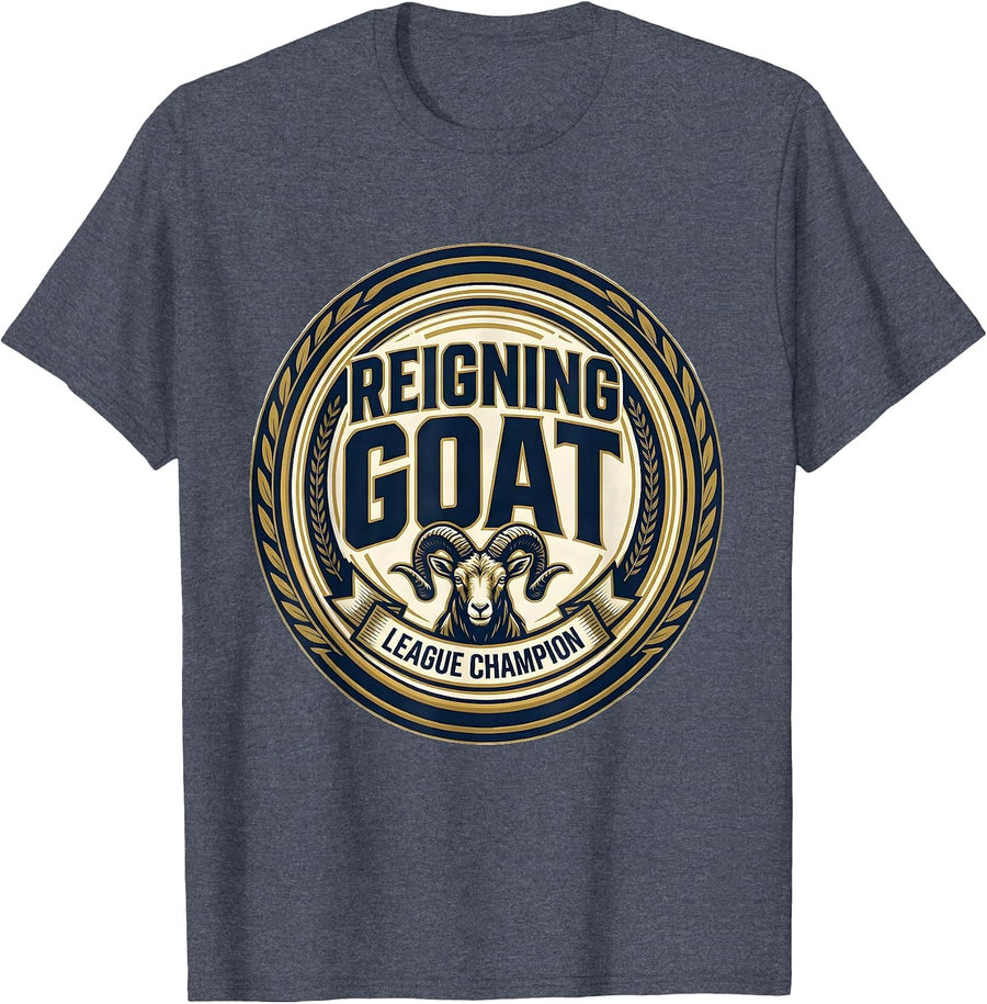 Reigning GOAT League Champion Funny Goat Lover Gift T-Shirt - Heather Blue