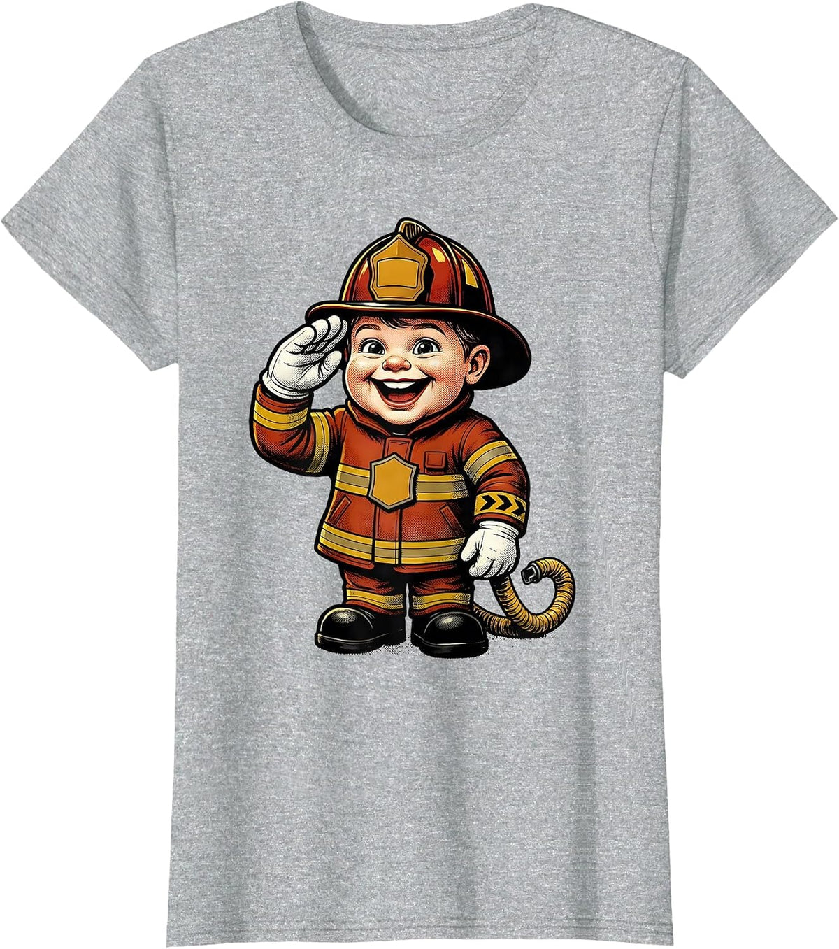 Women's Toddler Firefighter Mascot Retro Cartoon Kids Birthday T-Shirt - Heather Grey