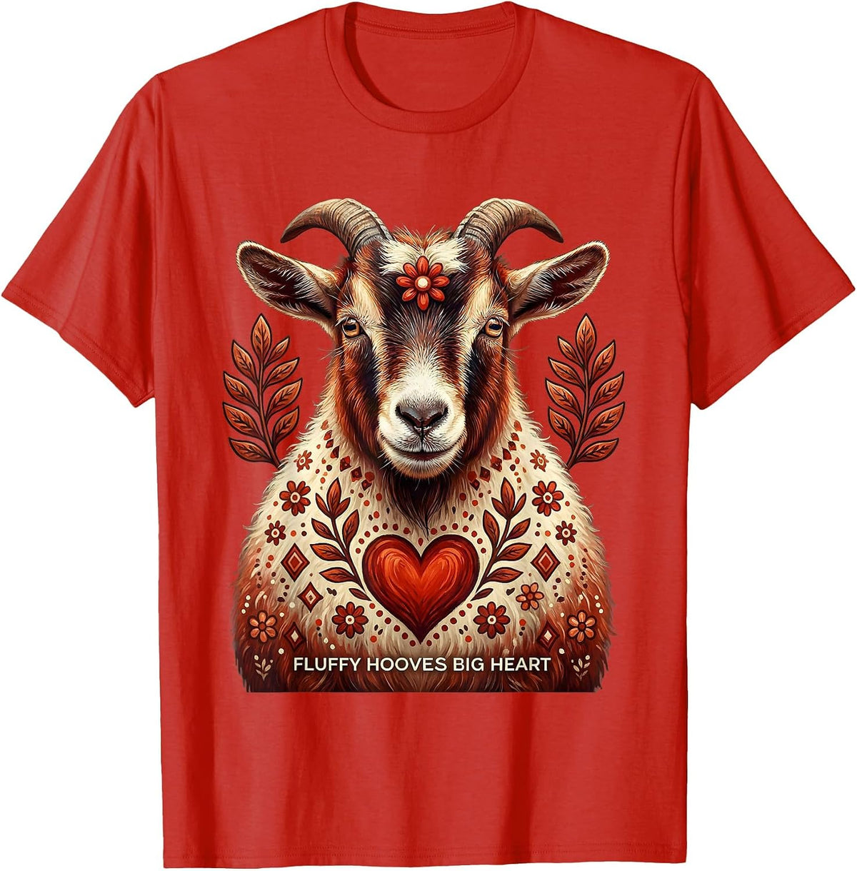 Men's Fluffy Hooves Big Heart Goat Lover Design T-Shirt - Red
