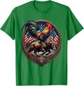 Men's Rooster Riding a Bull Wild West Rodeo Graphic T-Shirt - Kelly Green