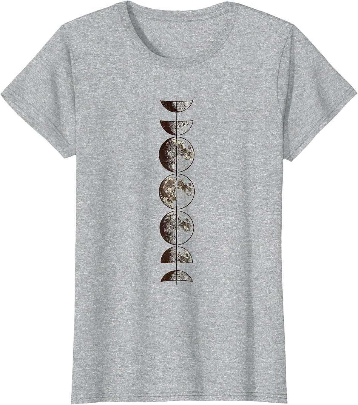 Lunar Cycle Etched Moon Phase Astronomy Celestial T-Shirt - Heather Grey