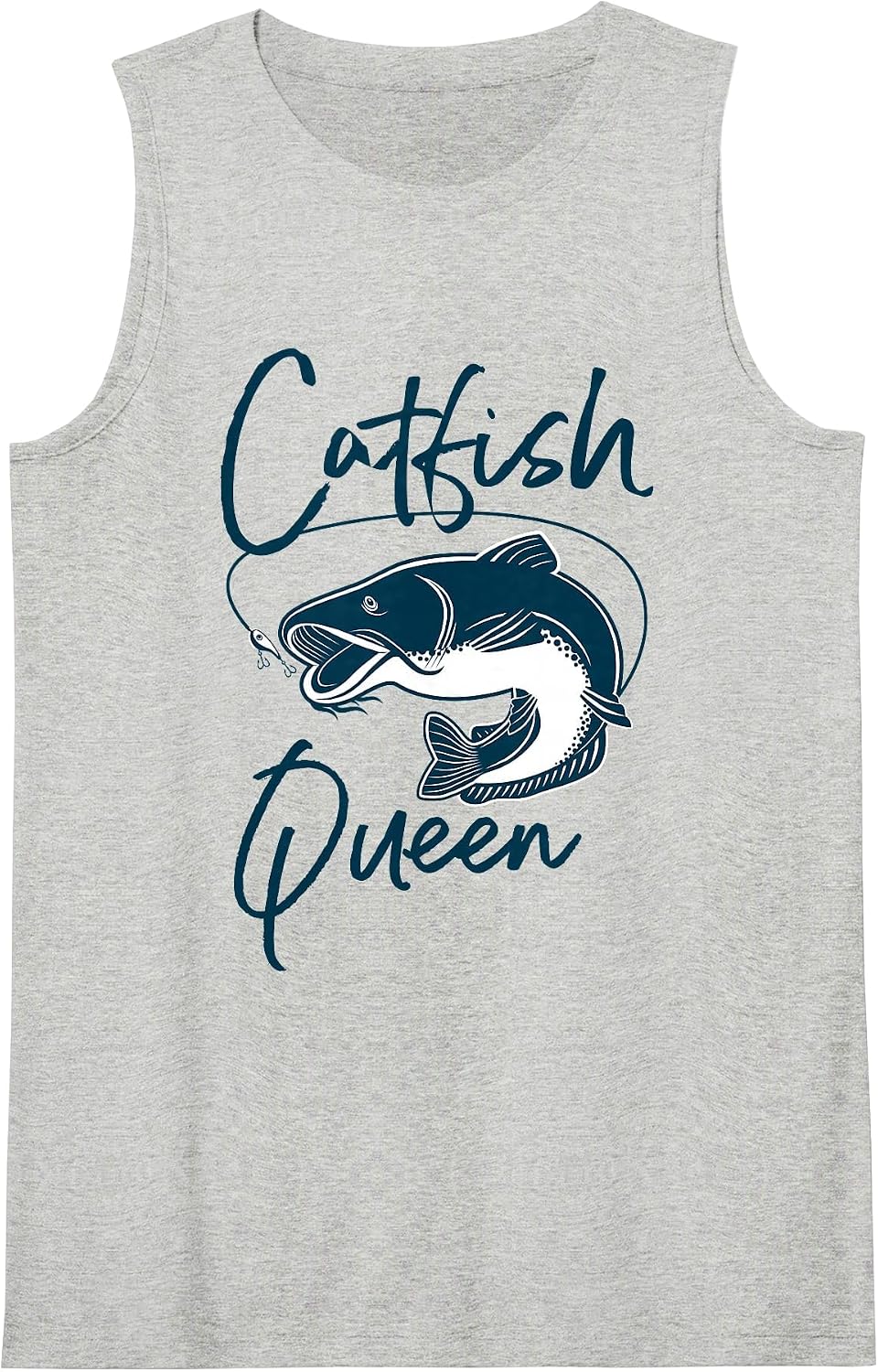 Catfish Queen Fun Fishing Design for Anglers Tank Top - Heather Grey