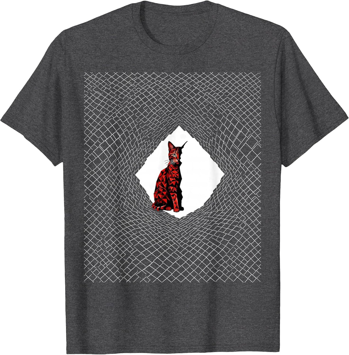 Diamond Cat Quantum Physics Nerd Humor T-Shirt - Dark Heather Grey