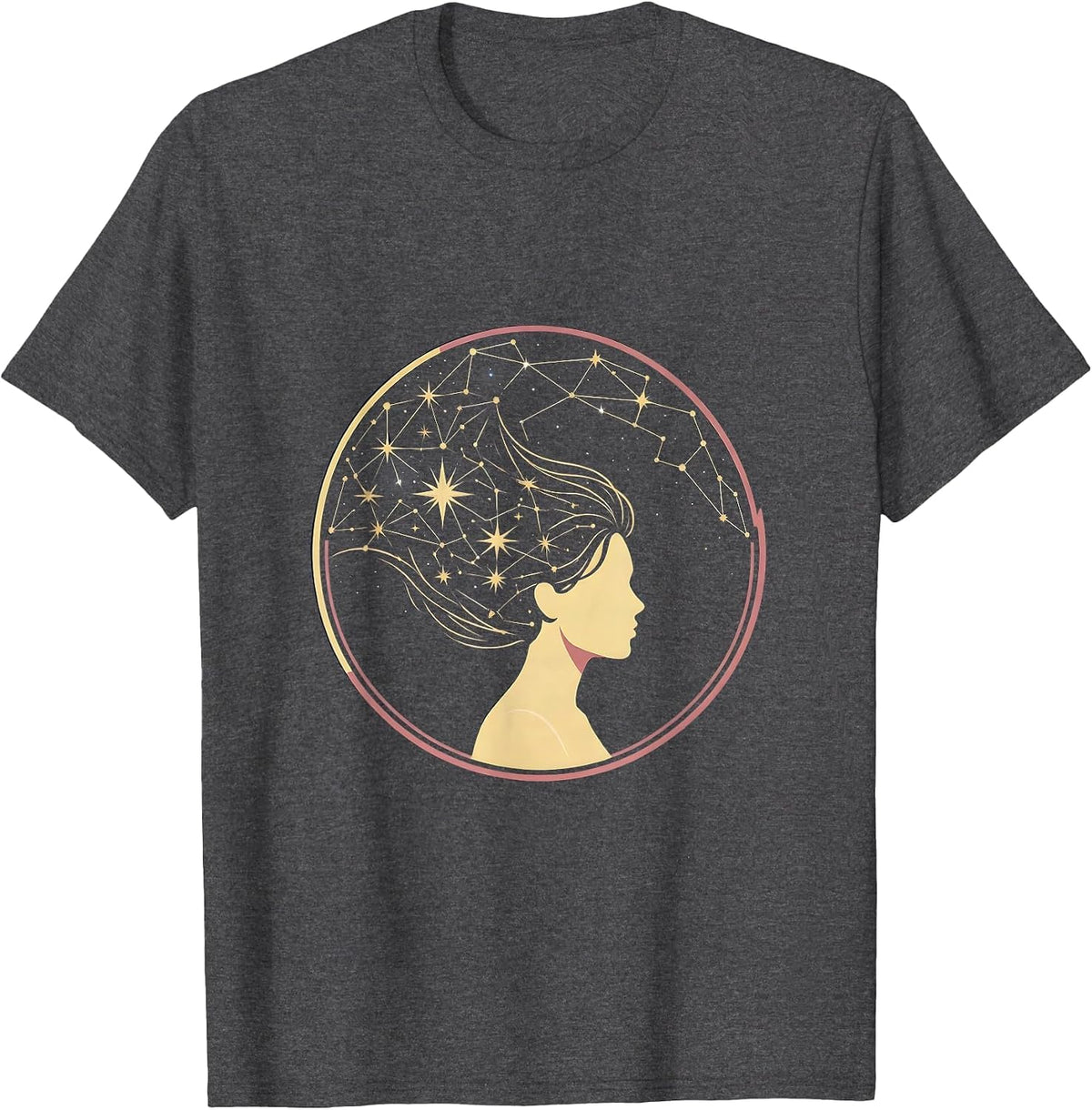 Constellation Hair Woman Night Sky Celestial Art T-Shirt - Dark Heather Grey