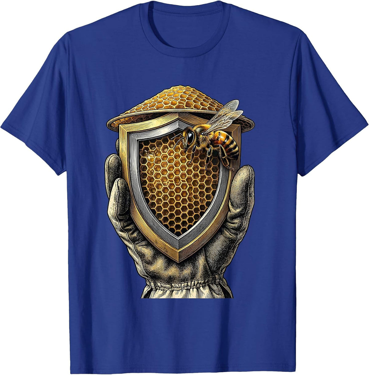 Men's Sealed Shield Beekeeper Honey Frame Emblem T-Shirt - Royal Blue