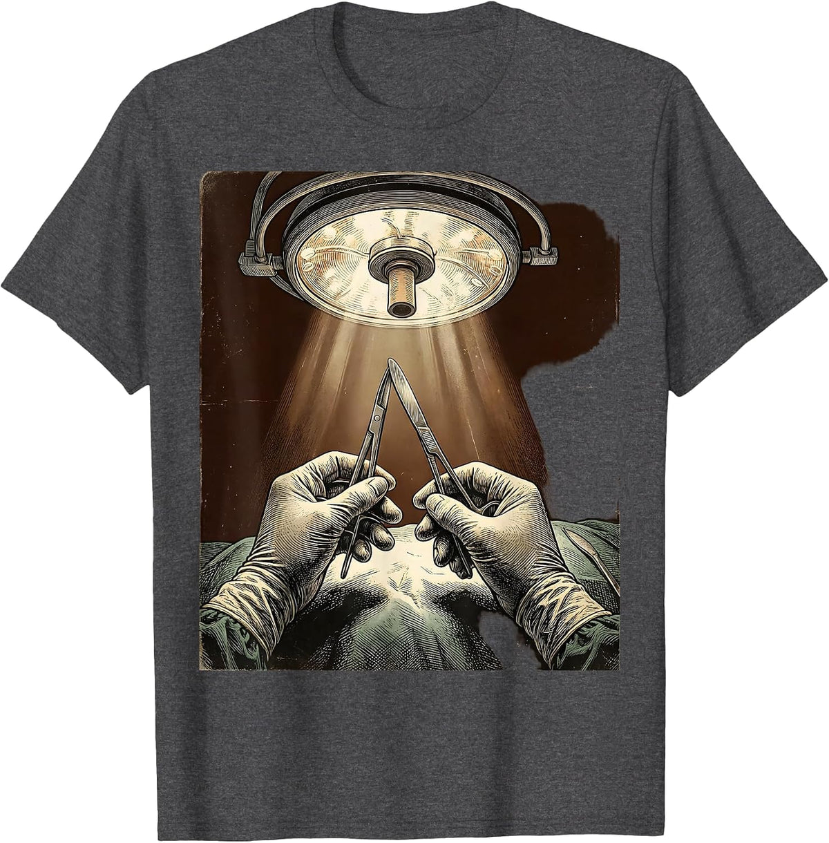 Trauma Surgeon Mid-Operation Graphic Design T-Shirt - Dark Heather Grey