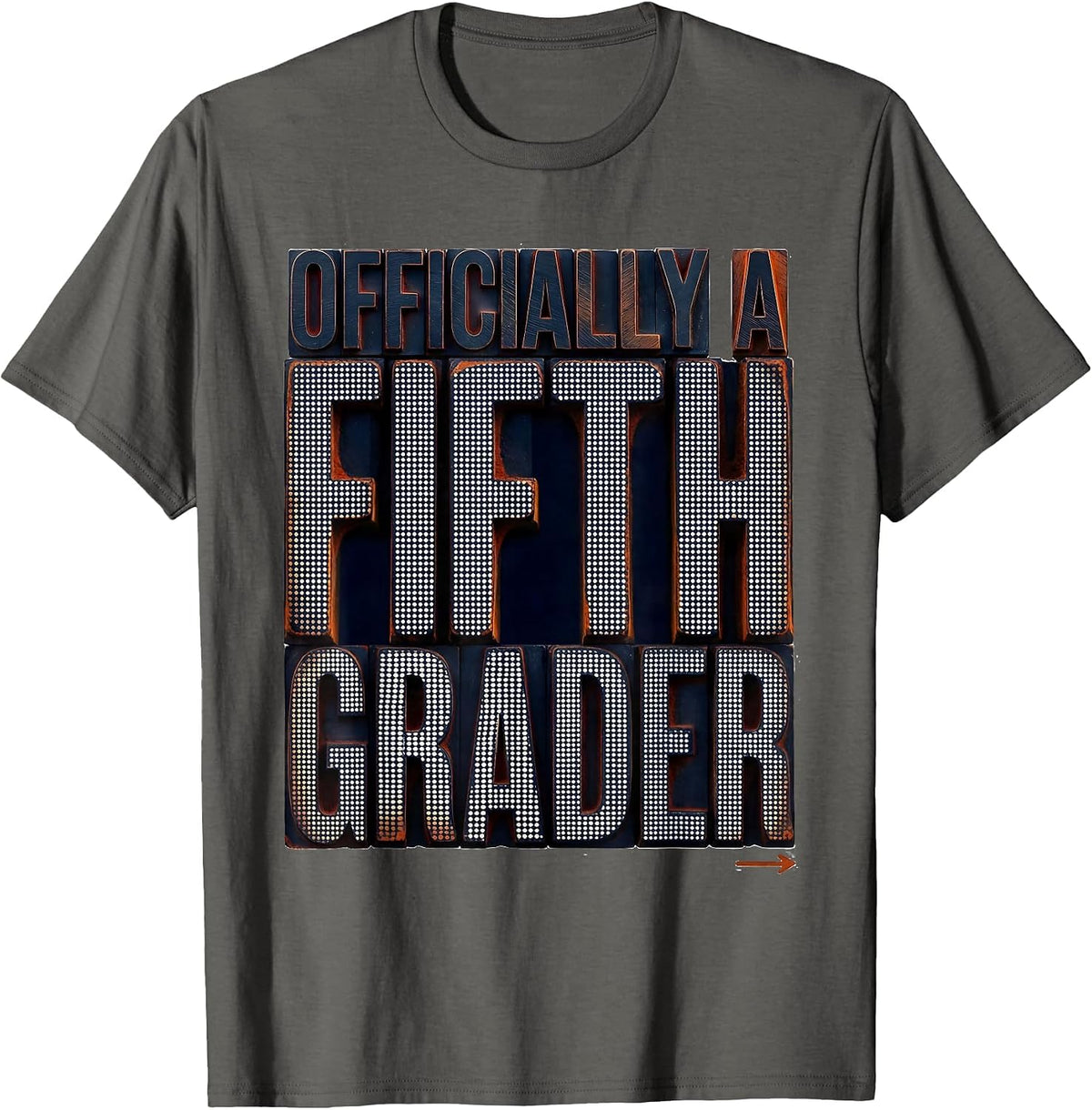 Officially A Fifth Grader Playful Back To School Teacher T-Shirt - Asphalt Grey