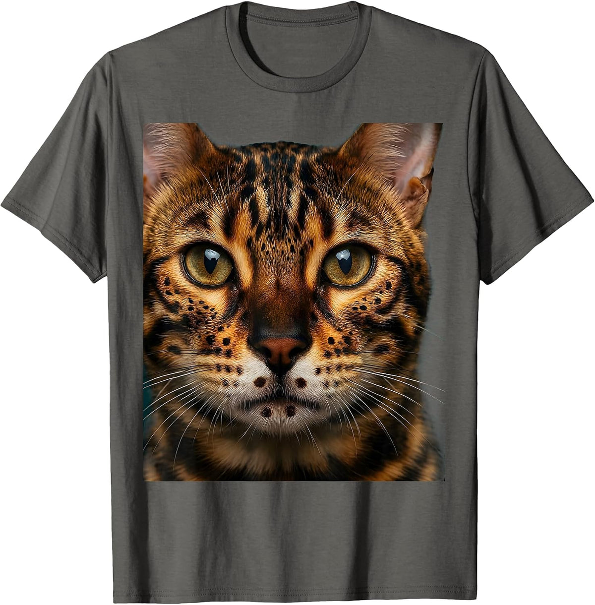Men's Bengal Cat Lover Close-Up Rosette Portrait T-Shirt - Asphalt Grey