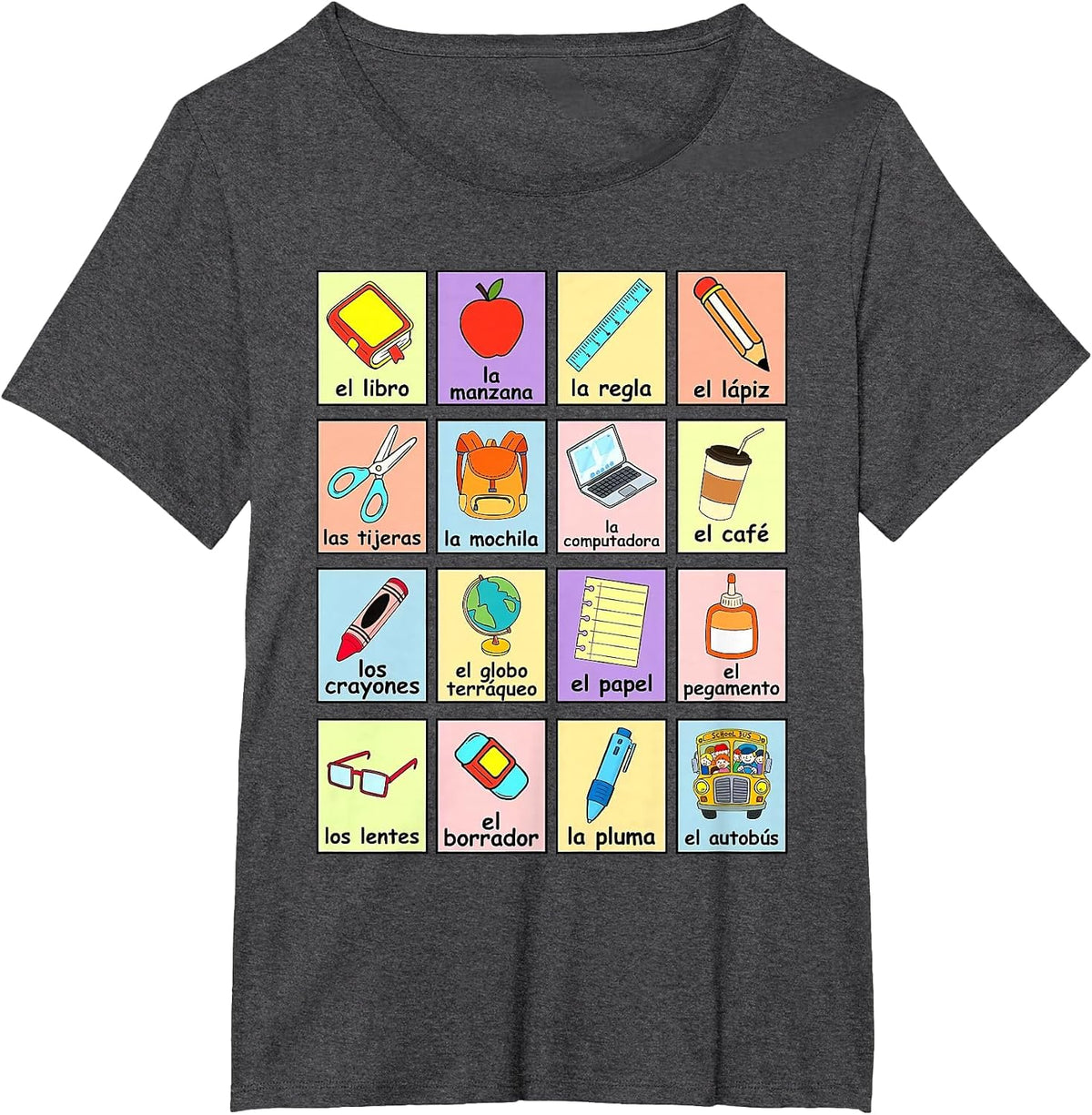 Dual Language Crew Bilingual Spanish Teacher Back to School T-Shirt - Dark Heather Grey