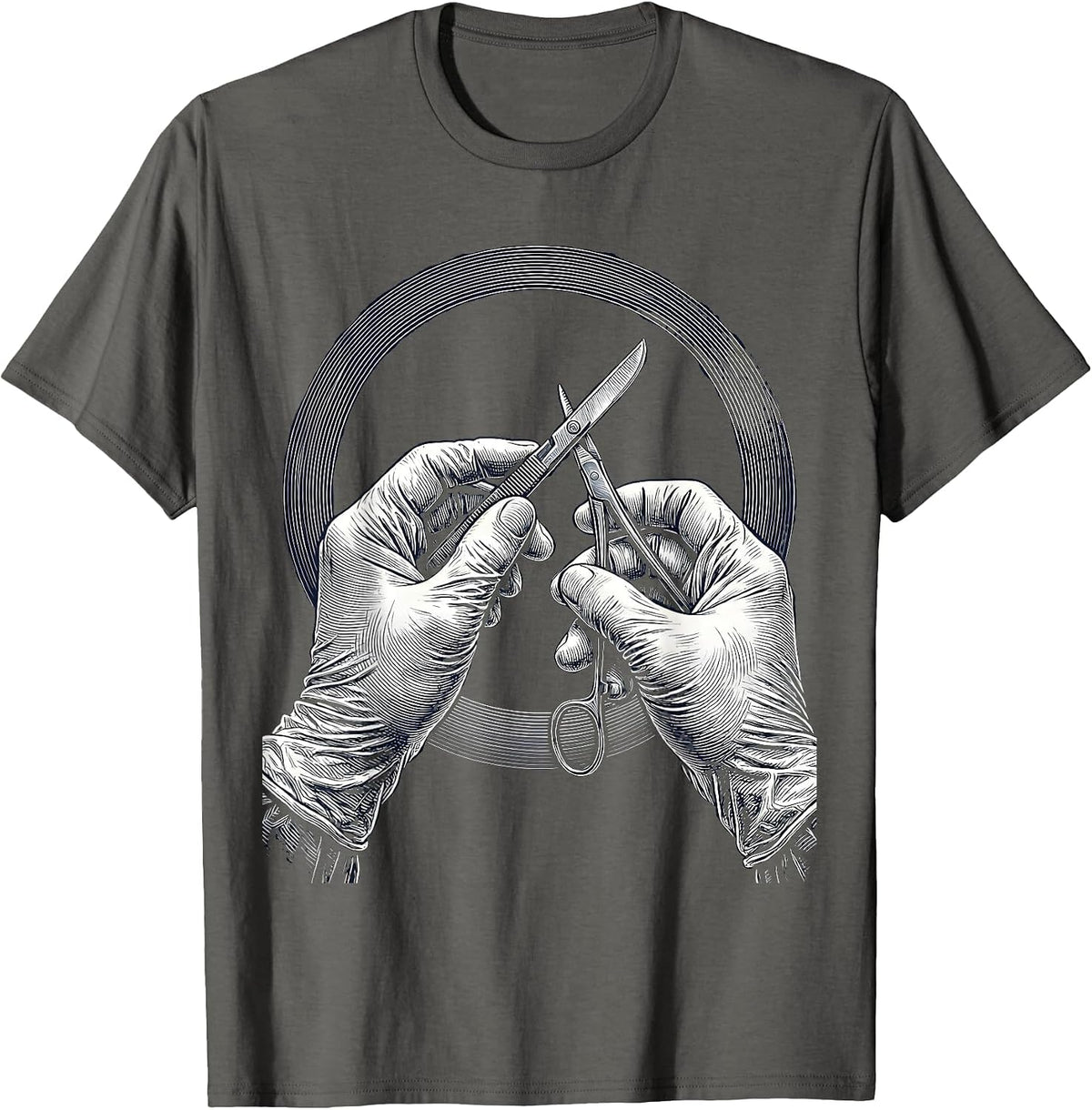 Men's Surgeon Hands Operation Spotlight ED Graphic T-Shirt - Asphalt Grey