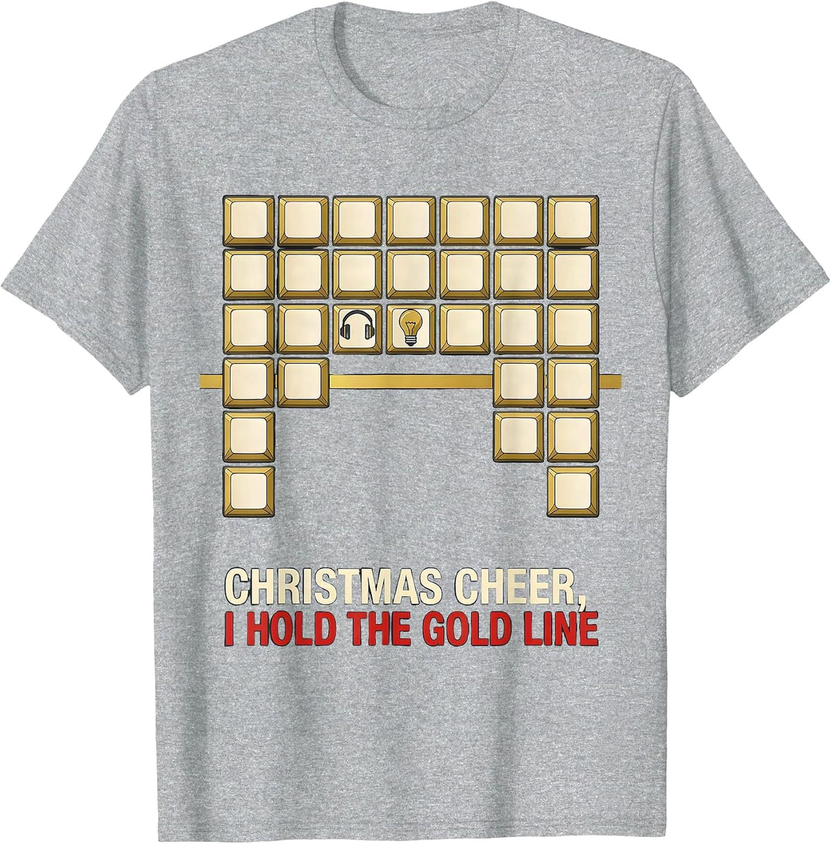Men's Christmas Cheer I Hold The Gold Line Funny 911 Dispatcher T-Shirt - Heather Grey