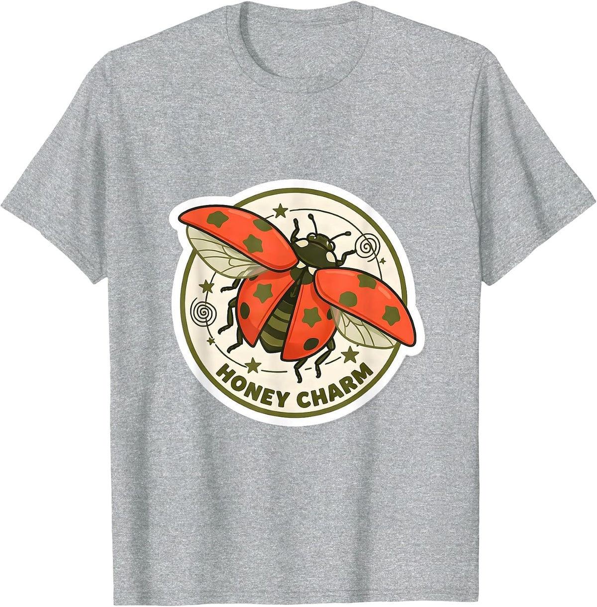 Men's Honey Charm Y2K Kawaii Ladybug Grunge 90s Vintage Teen T-Shirt - Heather Grey