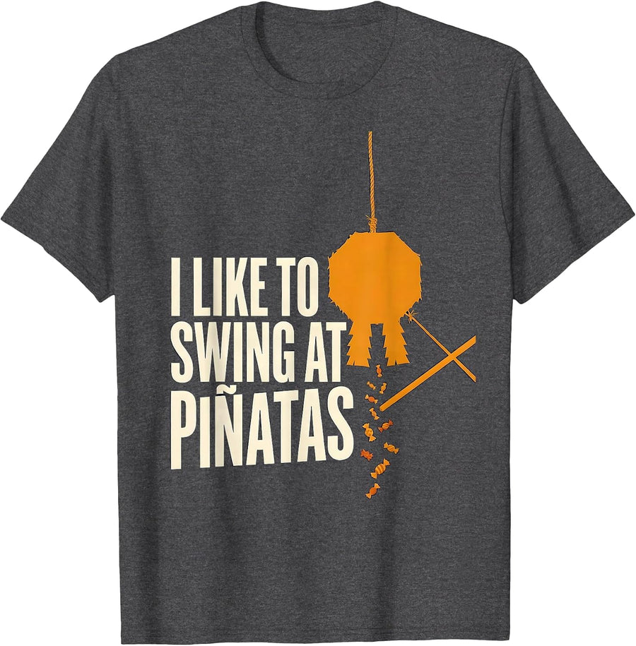 Men's I Like To Swing At Piñatas Funny Cinco De Mayo Party Costume T-Shirt - Dark Heather Grey