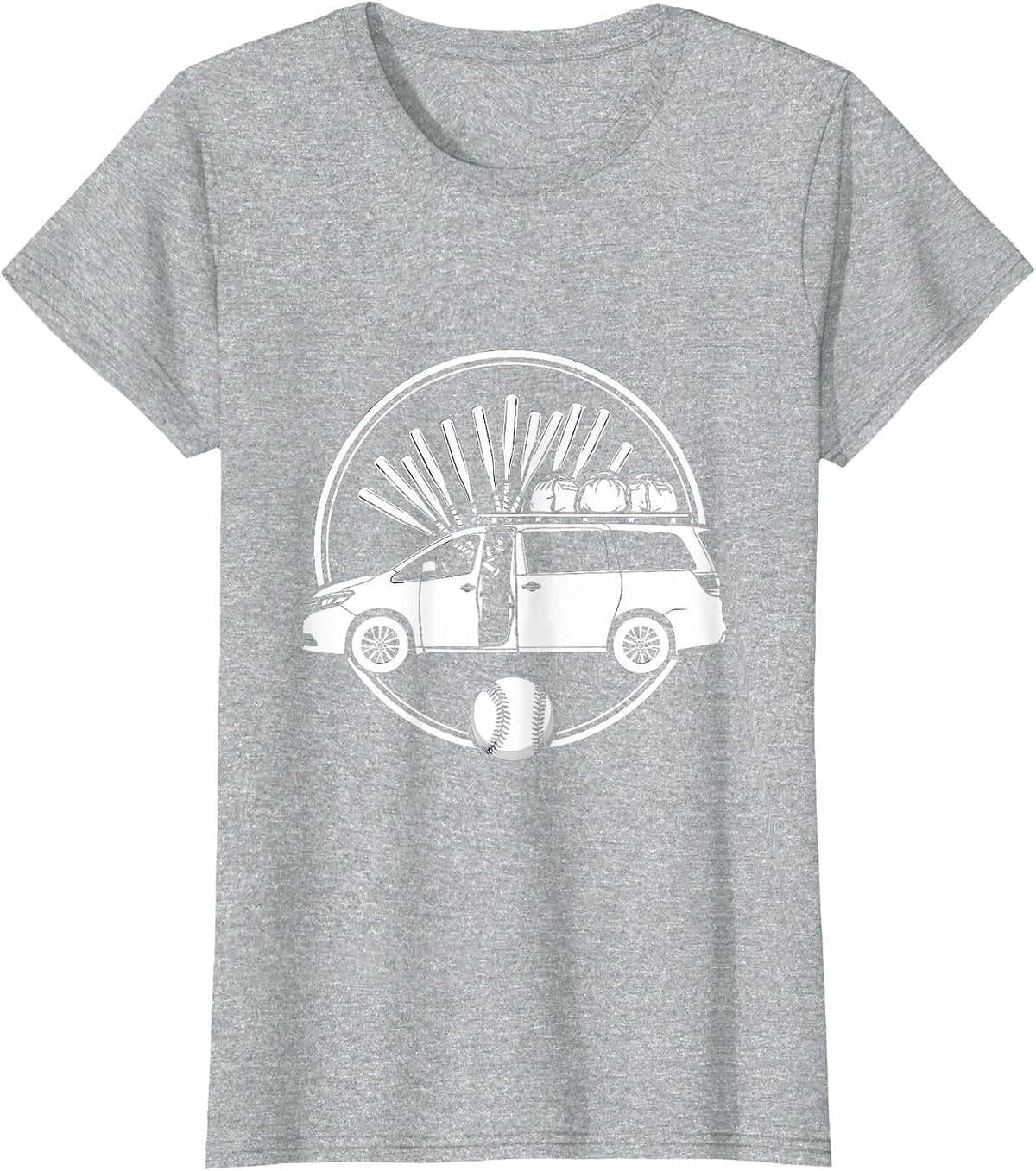 Softball Mom Minivan Graphic Tee T-Shirt - Heather Grey