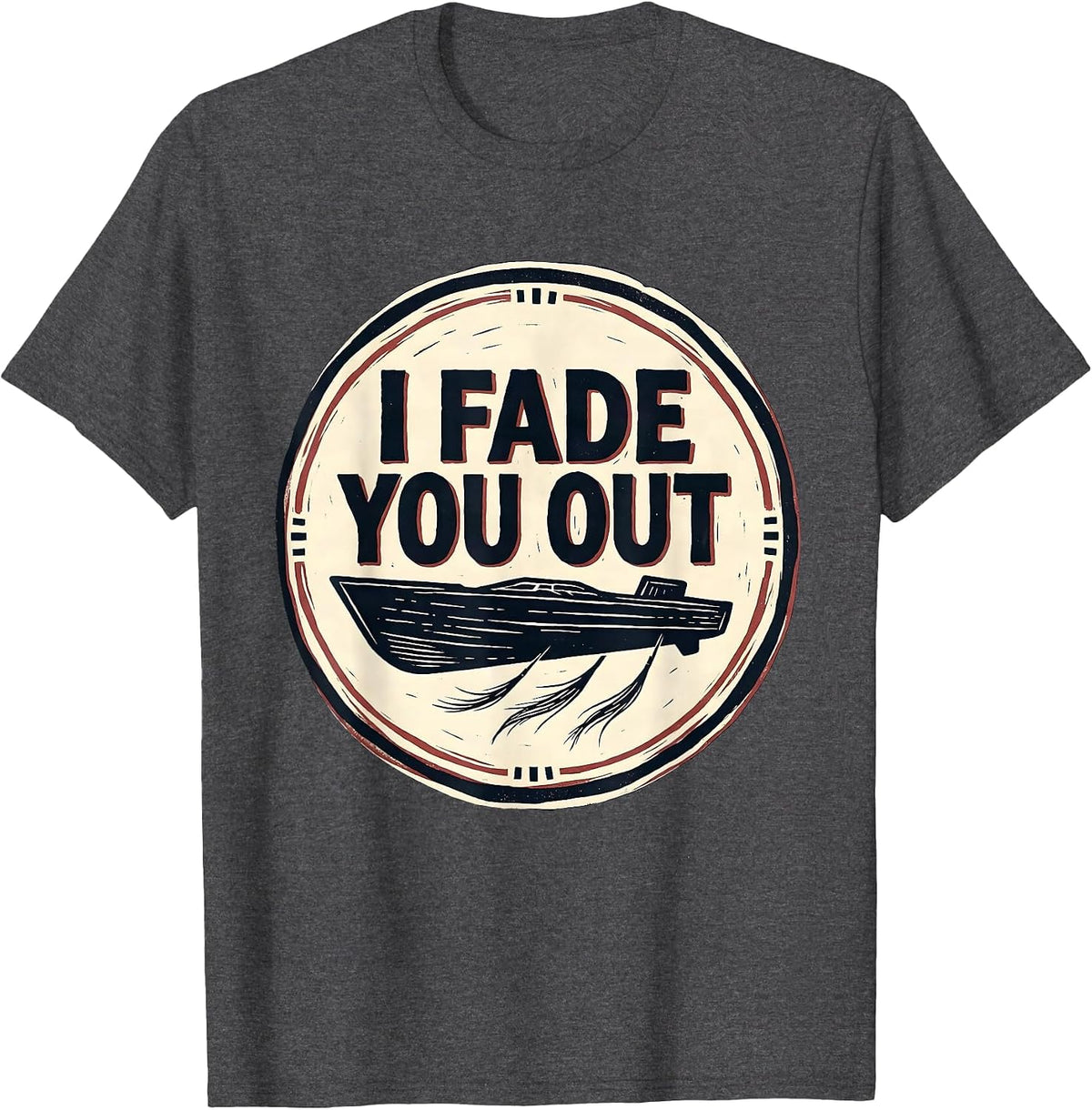 I Fade You Out Linocut Funny Hairdresser Barber Gift T-Shirt - Dark Heather Grey