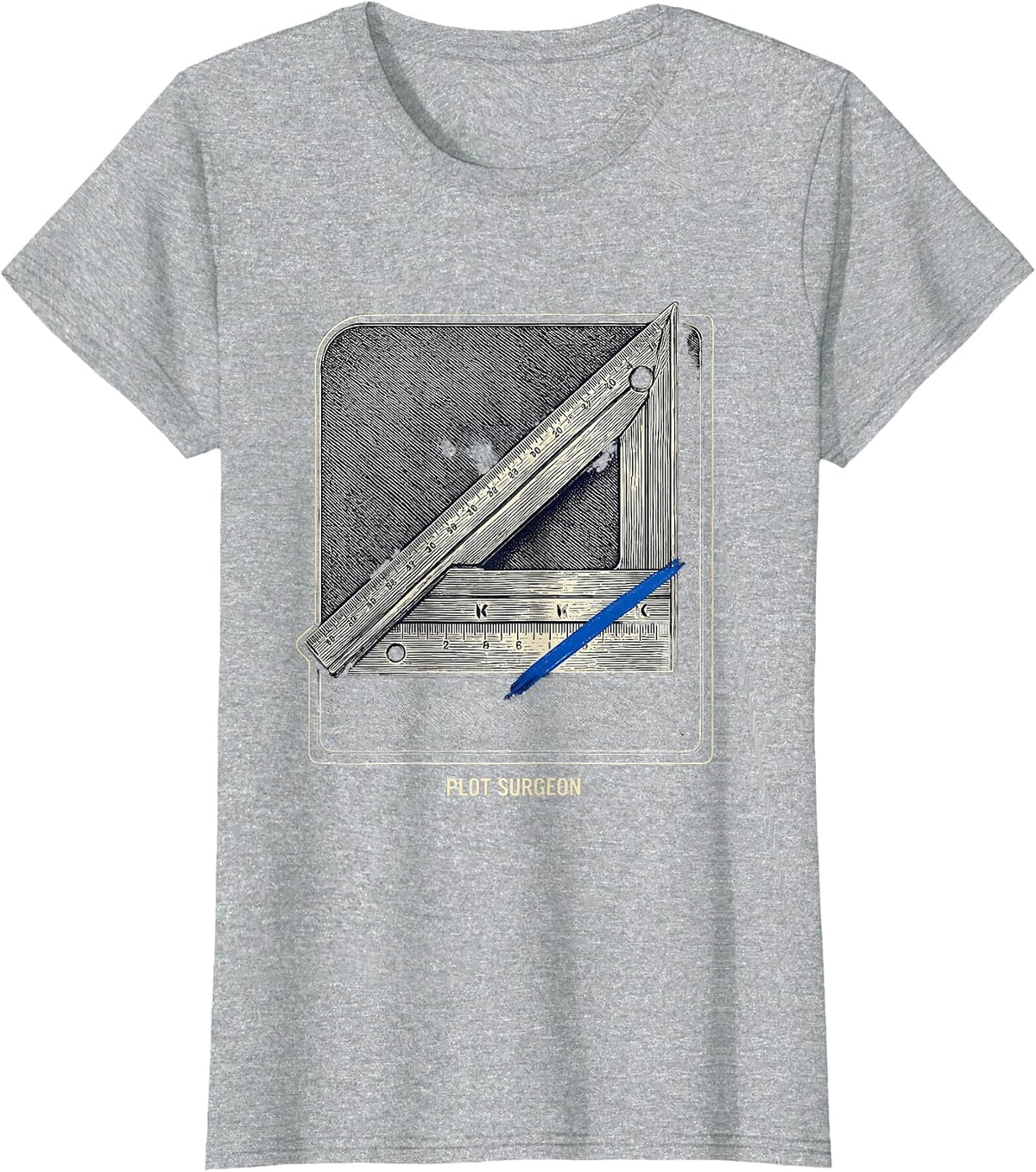 Plot Surgeon Crosshatch Etching Funny Writer Gift for T-Shirt - Heather Grey
