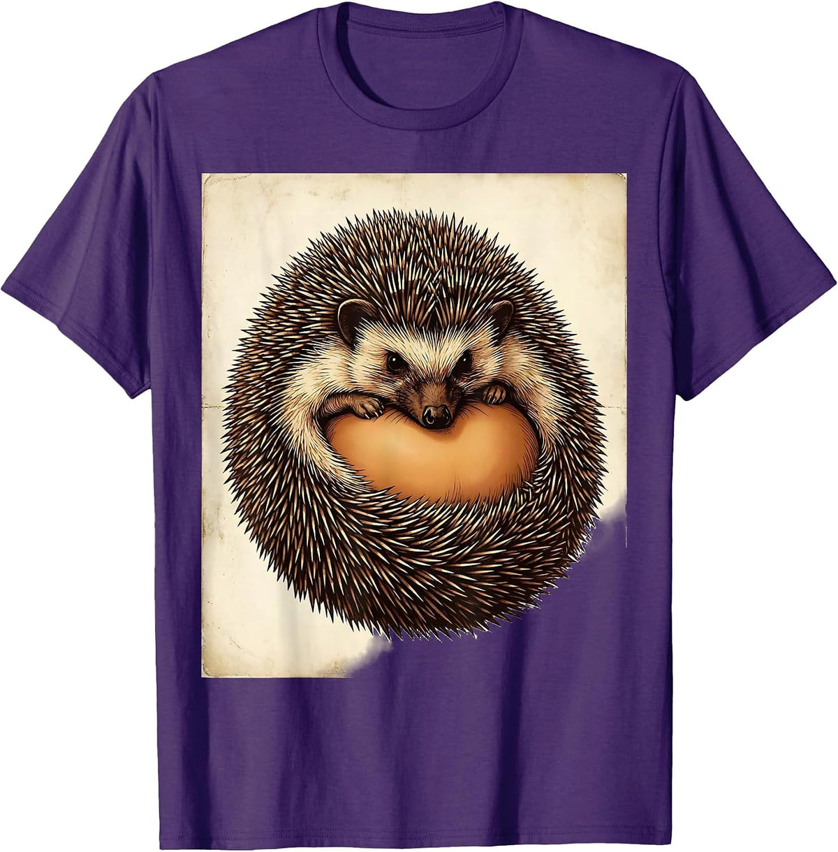 Men's Cute Hedgehog Vintage Hedgehog Lover Humor T-Shirt - Purple