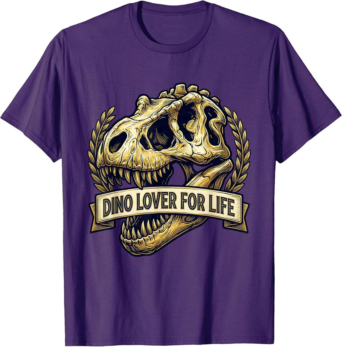 Dino Lover For Life Dinosaur Graphic Design T-Shirt - Purple