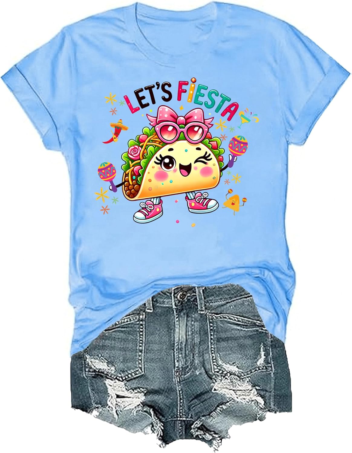 Cinco De Mayo Shirt Women Let's Fiesta Tshirt Lets Fiesta T Shirt Funny Cinco De Mayo Mexican Party T-Shirt - Crewneck