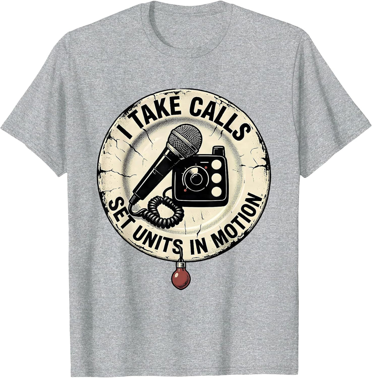 Men's I Take Calls Set Units In Motion Distressed 911 Dispatcher T-Shirt - Heather Grey