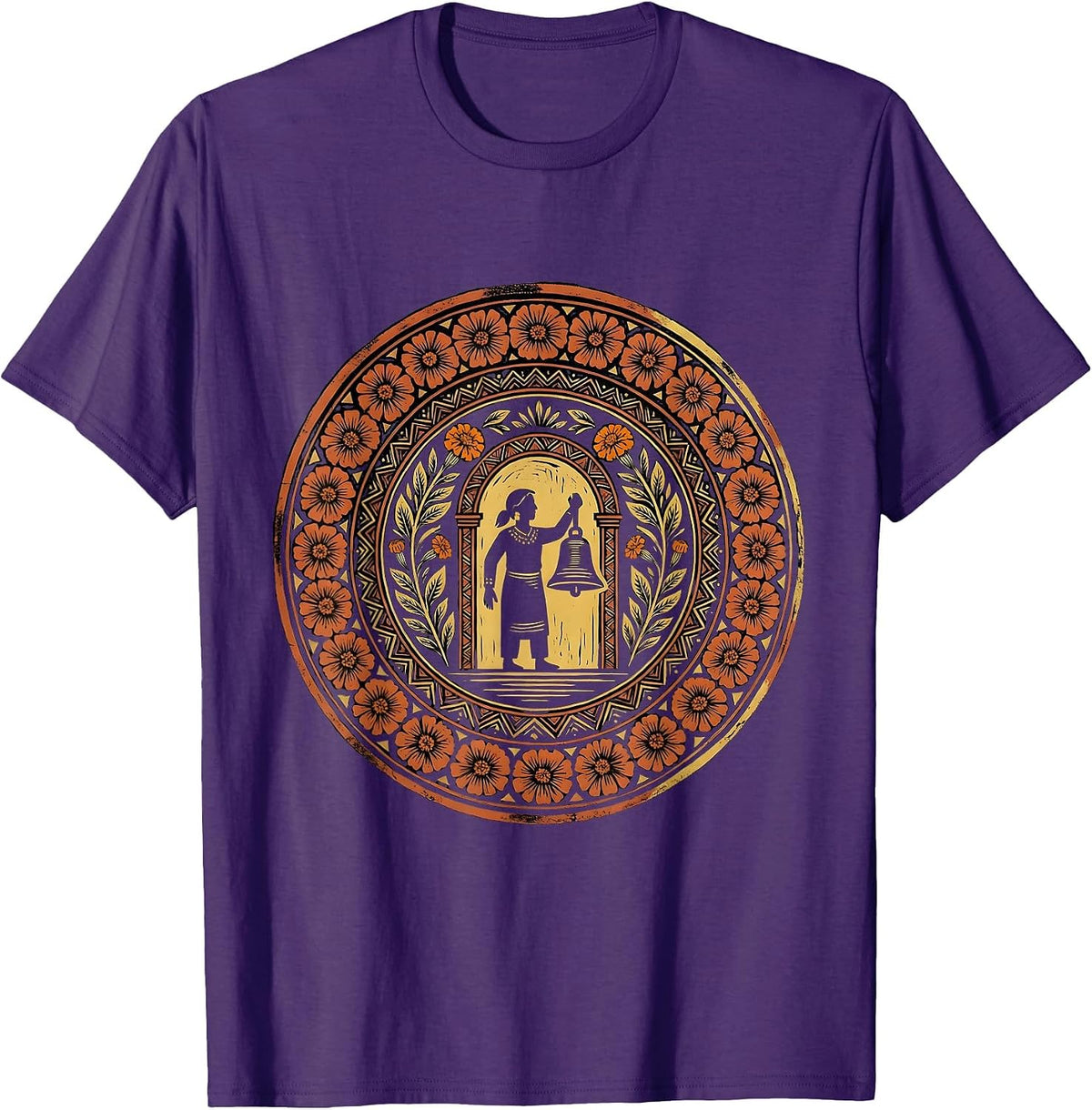Spanish Teacher School Bell Doorway Illustration T-Shirt - Purple