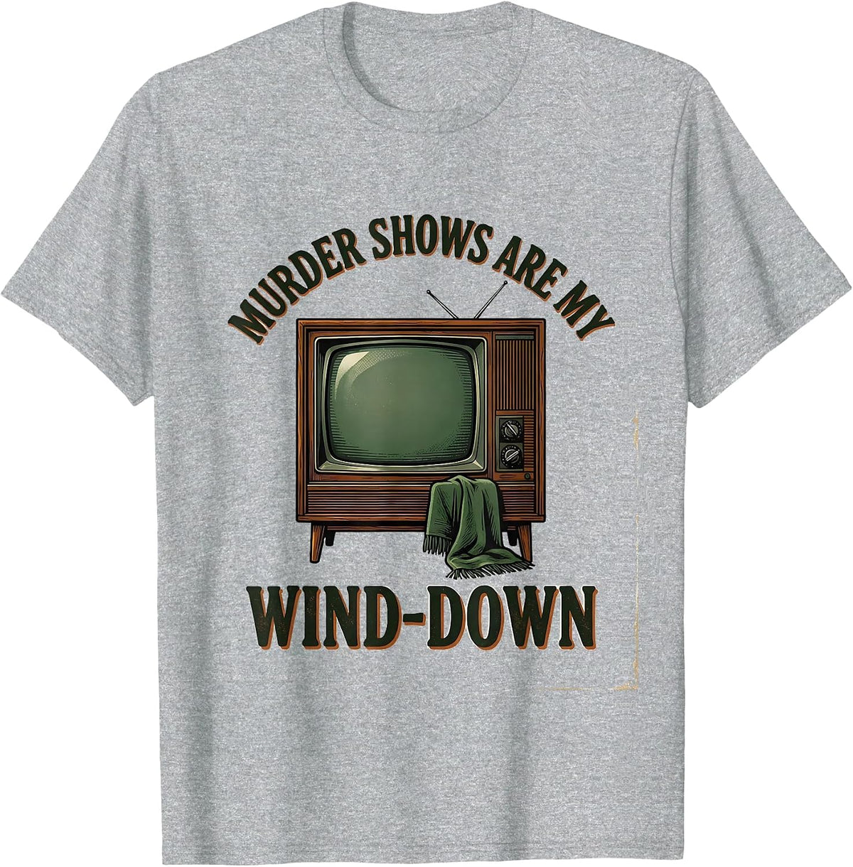 Men's Murder Shows Are My Wind-Down Vintage True Crime Fan Couch T-Shirt - Heather Grey