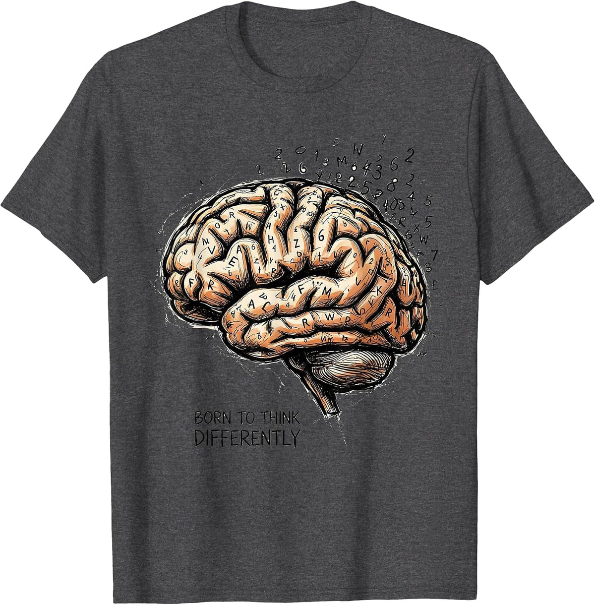 Men's Born to Think Differently Dyslexia Awareness Design T-Shirt - Dark Heather Grey