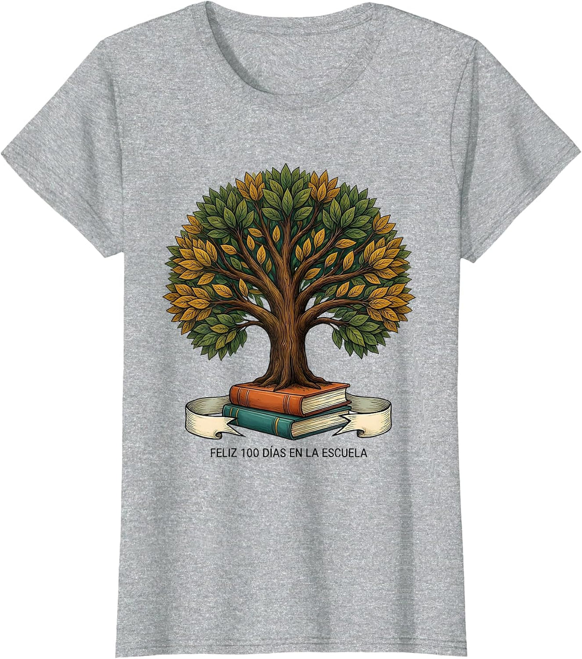 Women's Feliz 100 Días en la Escuela Cheerful Spanish Teacher 100th T-Shirt - Heather Grey