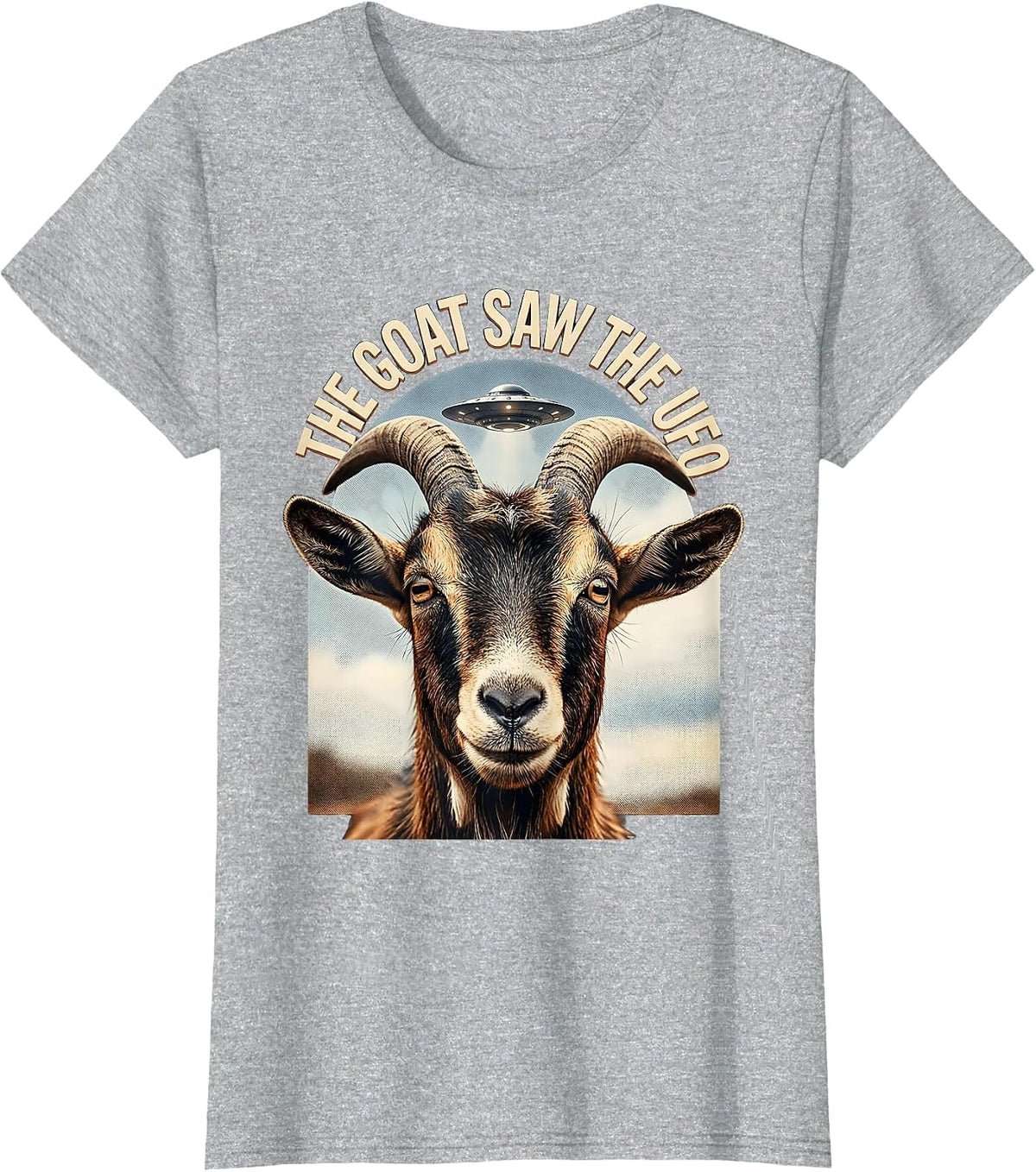 Women's The Goat Saw The UFO Funny Goat Lover Alien Humor Novelty T-Shirt - Heather Grey