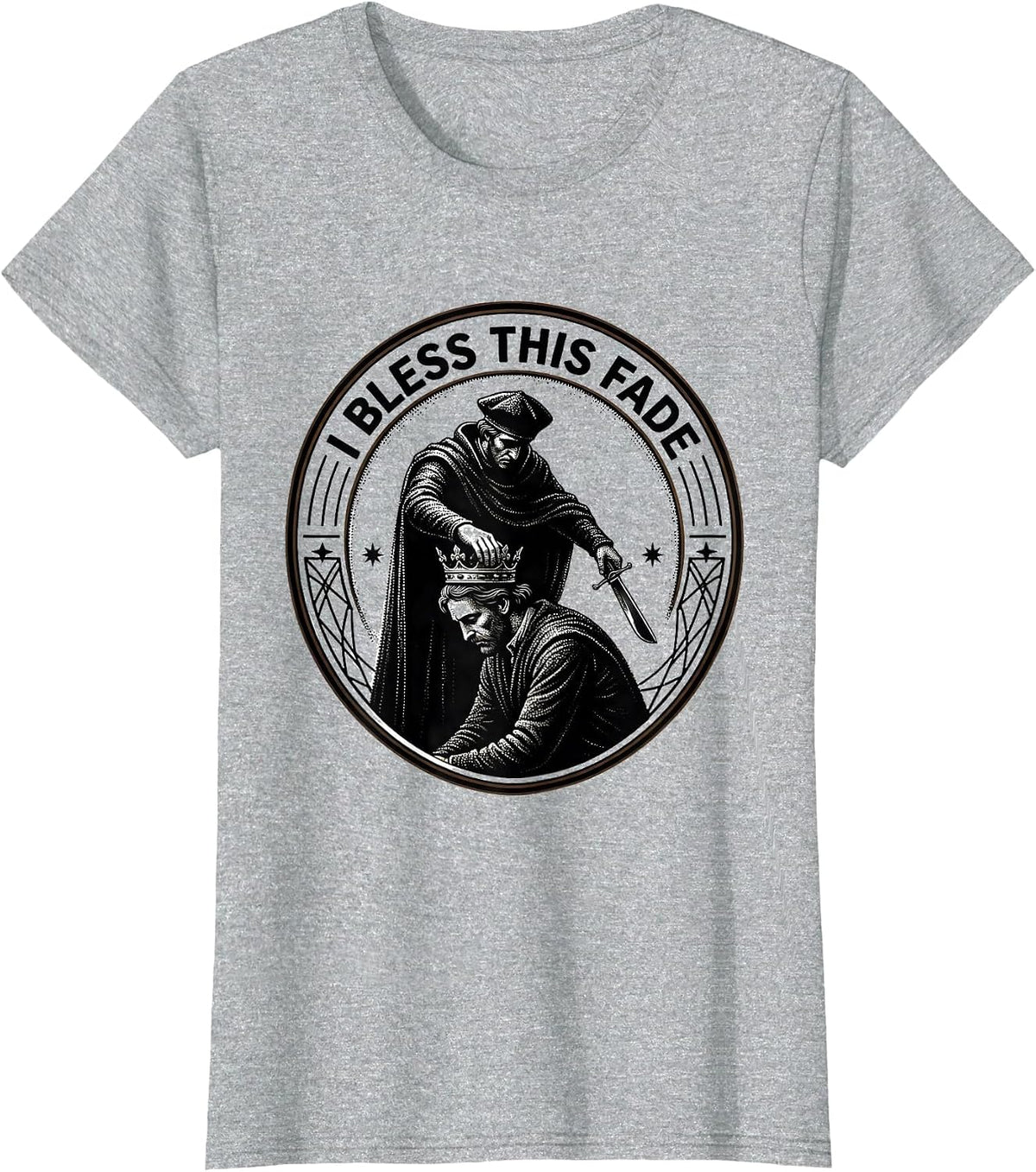 Women's I Bless This Fade Funny Hairdresser Barber Trade Humor Gift T-Shirt - Heather Grey