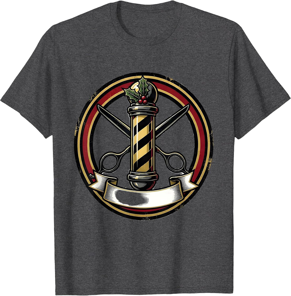 Barber Pole Emblem Vintage Humor Gift for Barbers T-Shirt - Dark Heather Grey