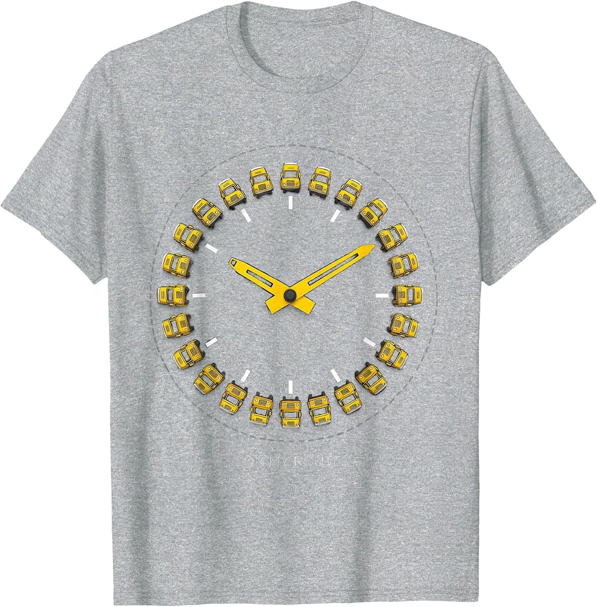 Men's School Bus Driver Geometric Clock Humor T-Shirt - Heather Grey