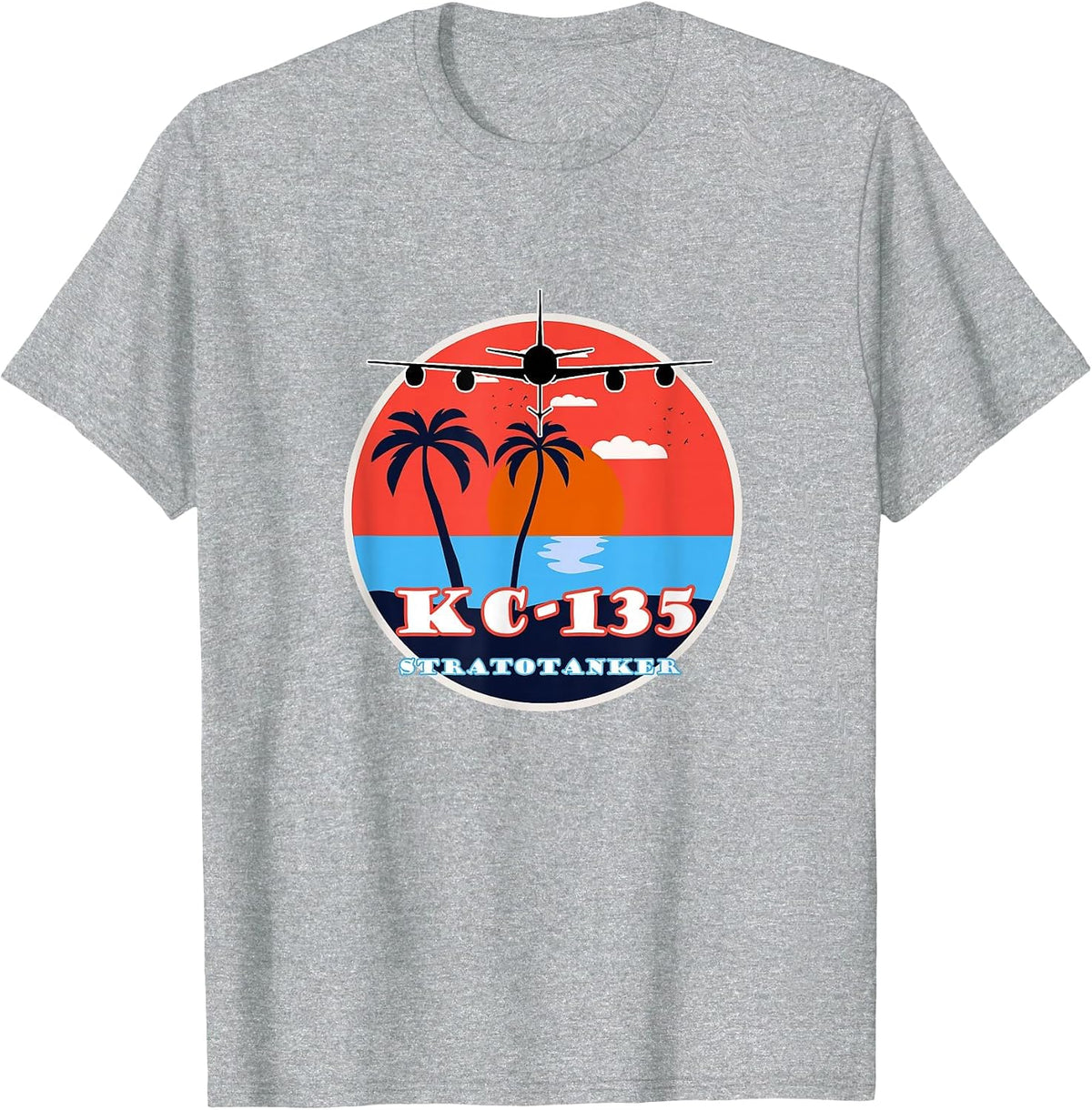 KC-135 Stratotanker Vintage Tropical Sunset Air Refueling T-Shirt - Heather Grey