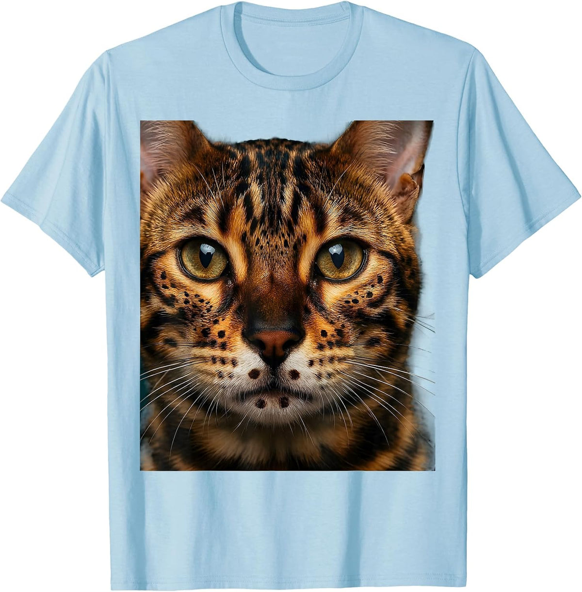 Men's Bengal Cat Lover Close-Up Rosette Portrait T-Shirt - Baby Blue