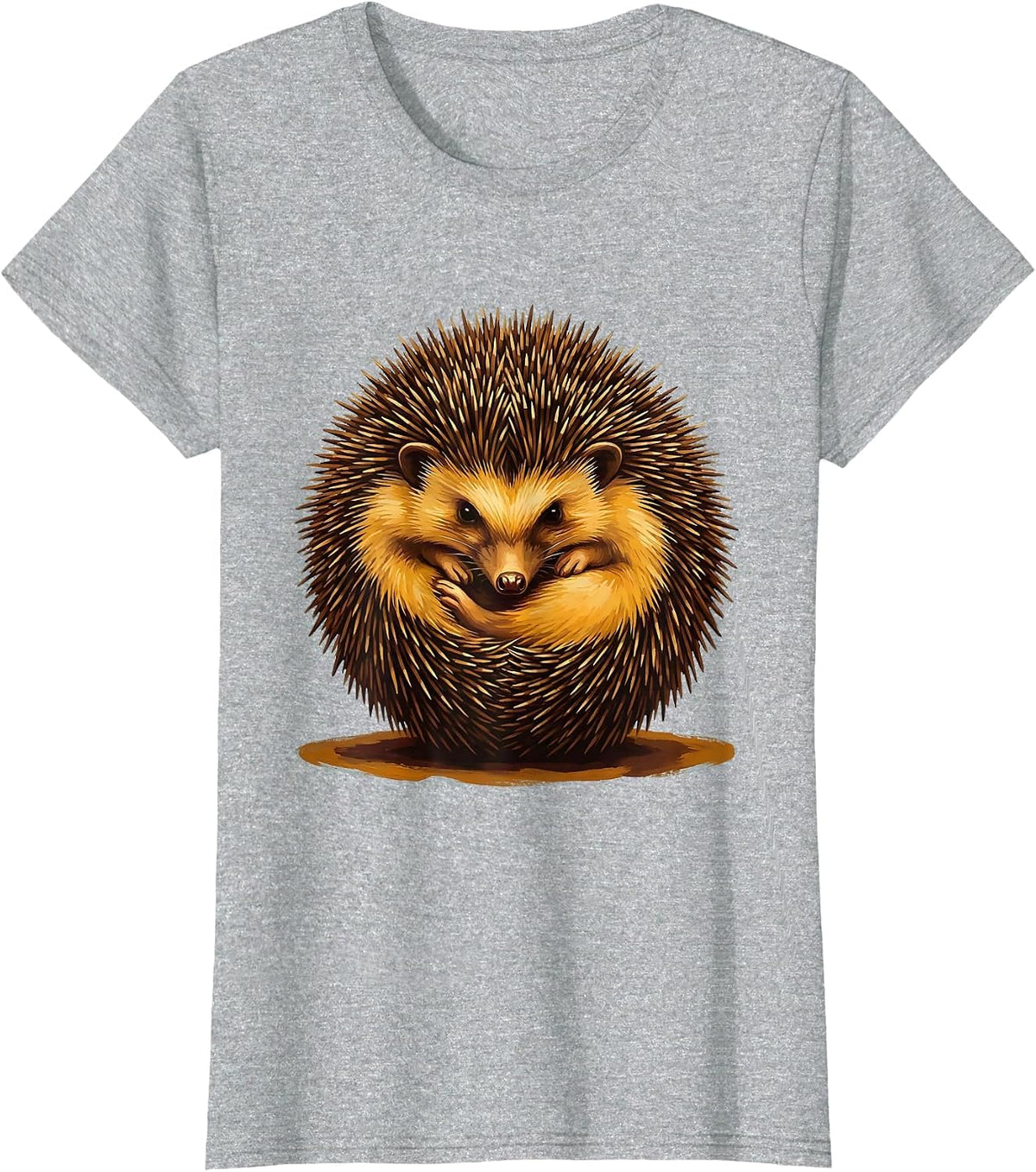 Women's Curled Hedgehog Ball Cute Animal Humor Gift T-Shirt - Heather Grey