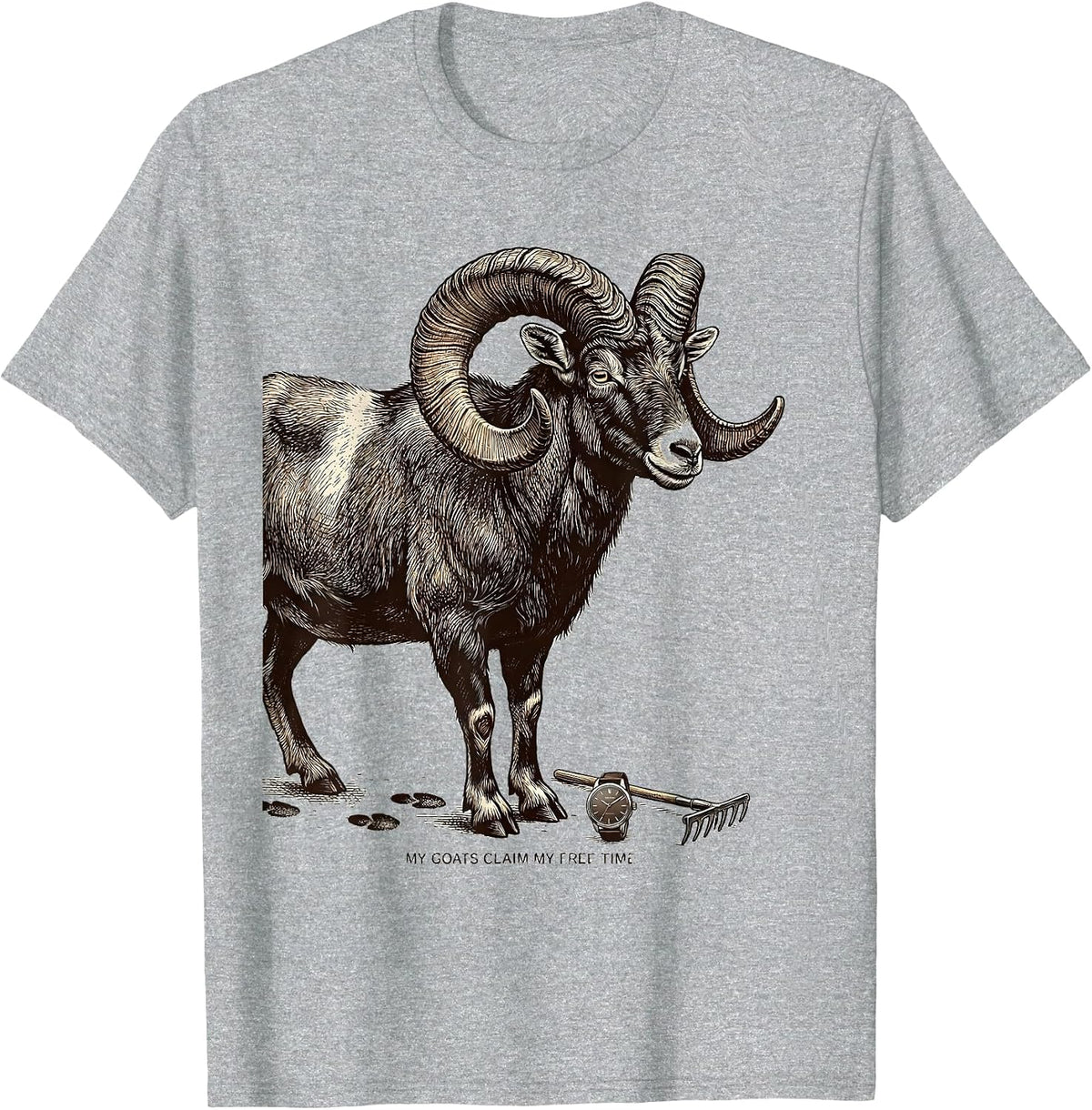 Men's My Goats Claim My Free Time Funny Goat Owner Farm Humor T-Shirt - Heather Grey