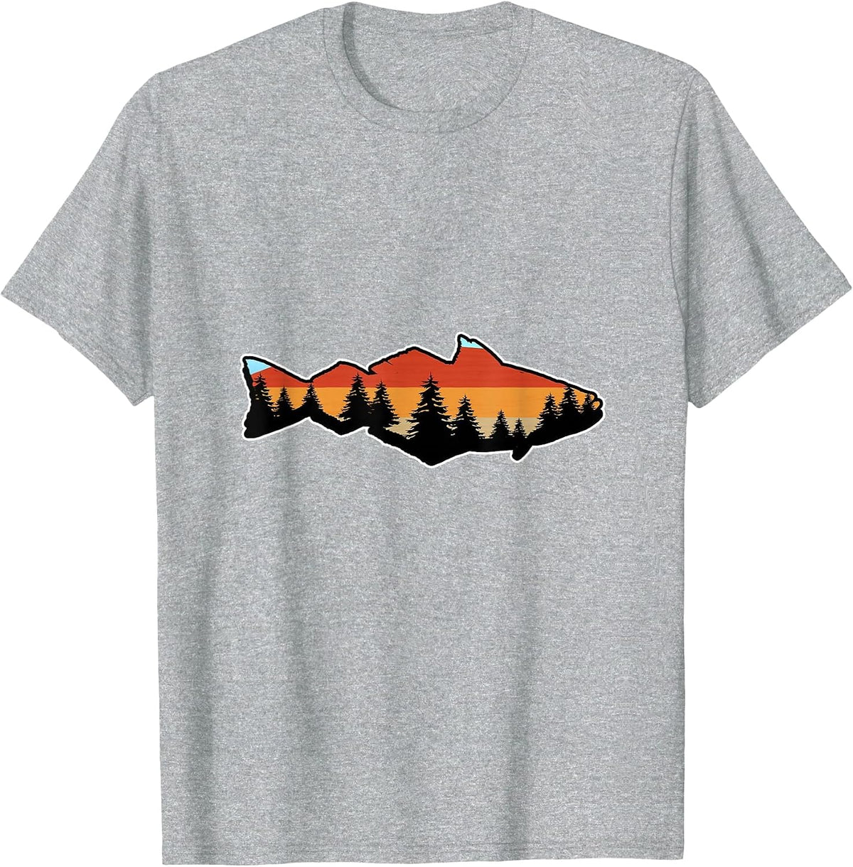 Fishing Fish Sihouette Bass Walleye Fisherman Angling T-Shirt - Heather Grey