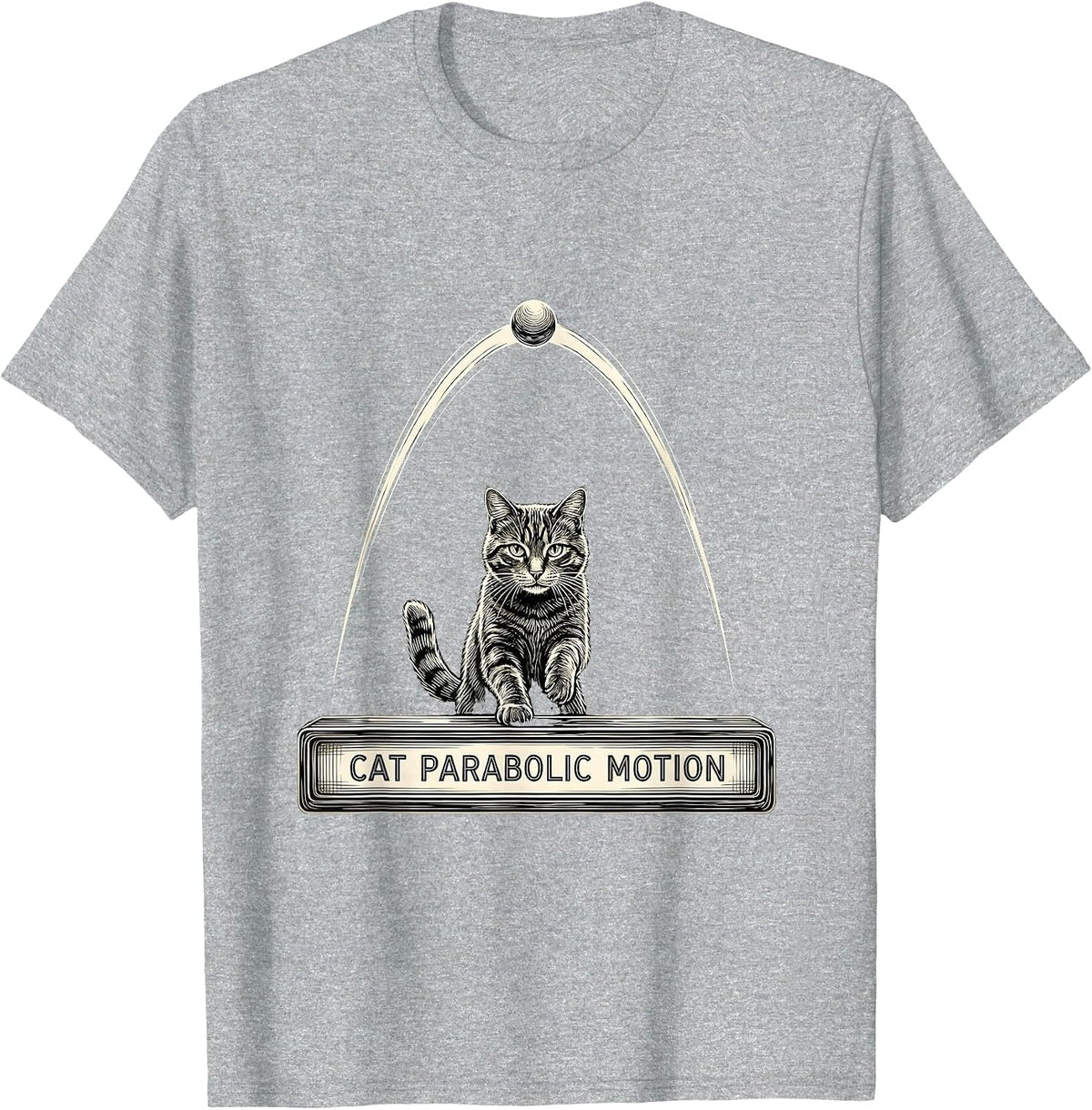 Men's Cat Parabolic Motion Funny Cat Physics Science Math Teacher T-Shirt - Heather Grey