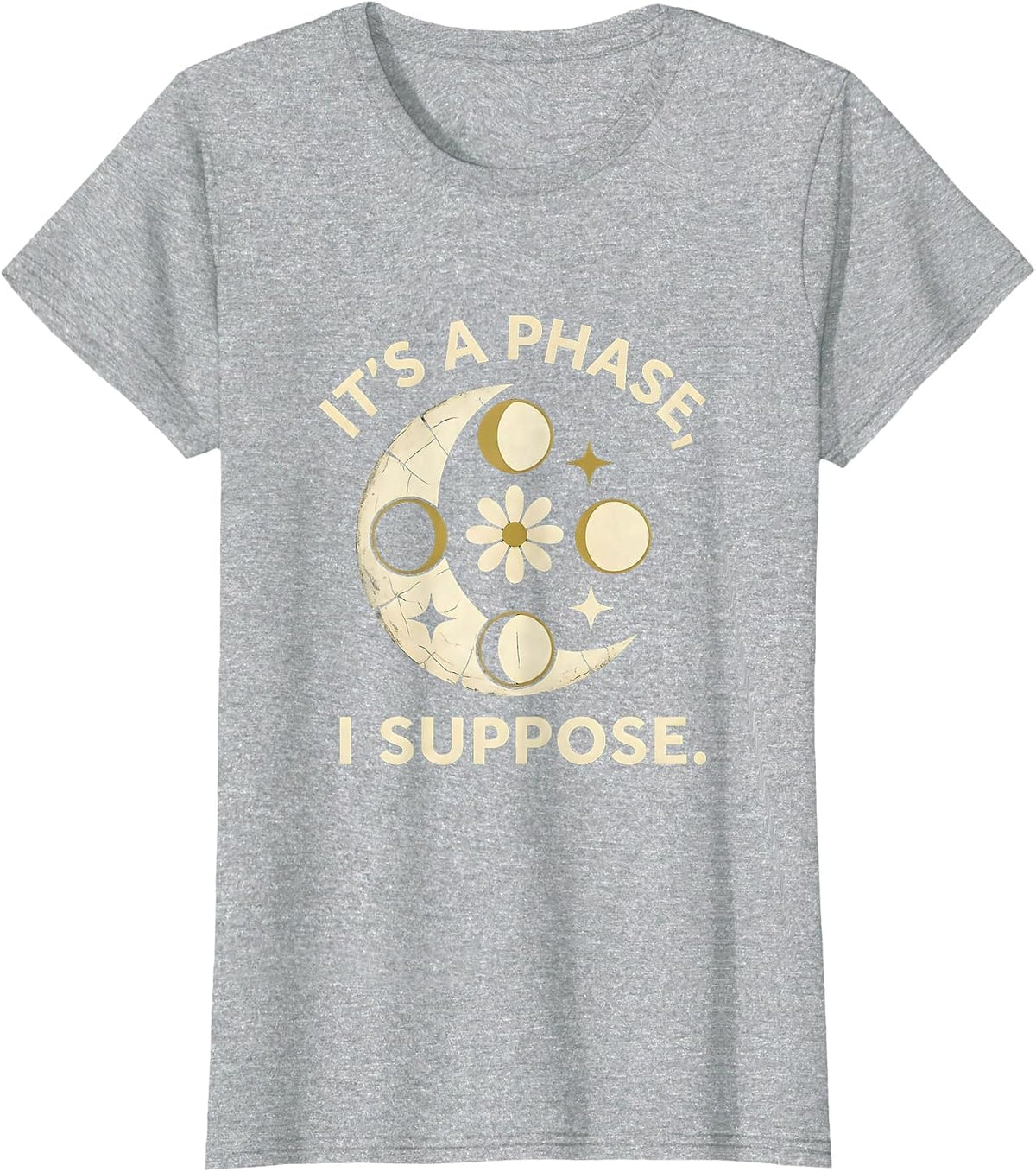 It's A Phase I Suppose Boho Celestial Moon Phase Astronomy T-Shirt - Heather Grey