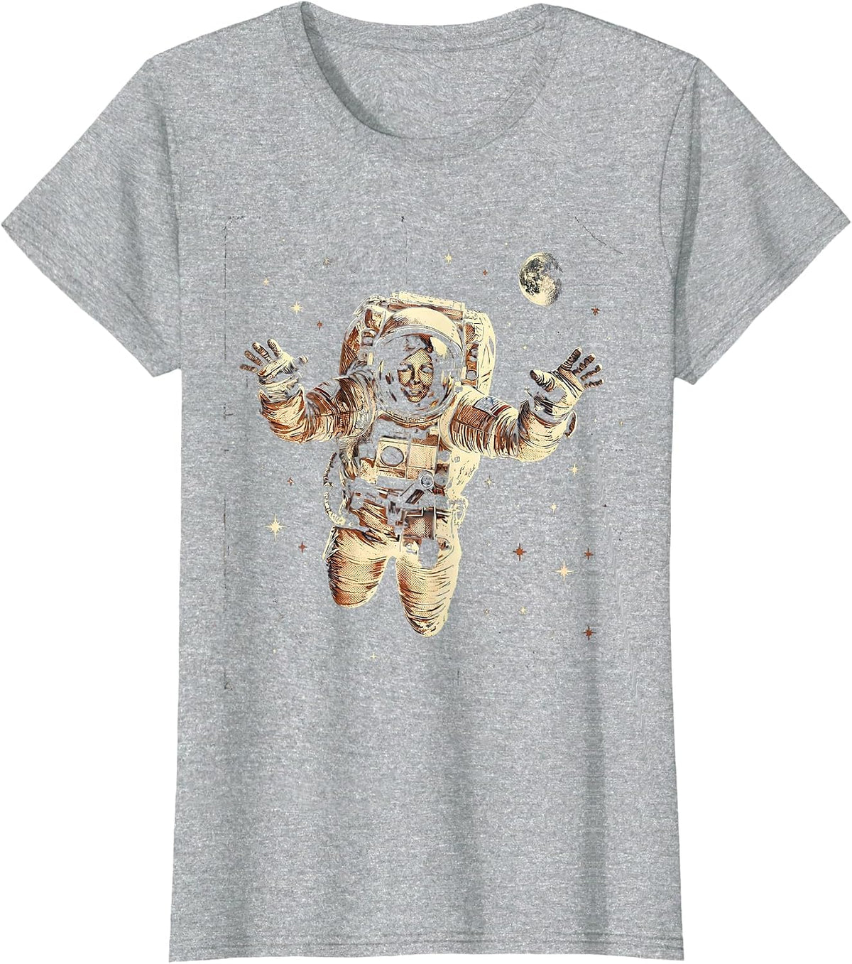 Women's Astronaut Floating Free in Space Illustration T-Shirt - Heather Grey