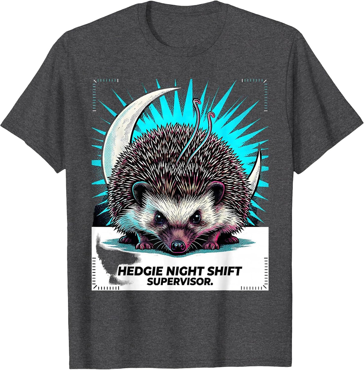 Men's Hedgie Night Shift Supervisor Cute Hedgehog Lover Funny T-Shirt - Dark Heather Grey