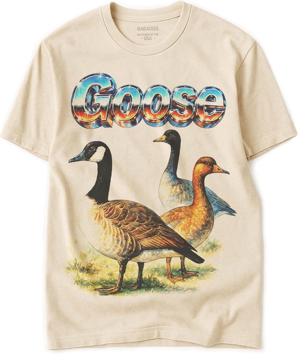Farm Animals Heavy Metal Tshirt for Men, Women & Farmers - 100% Natural Undyed Cotton - Goose