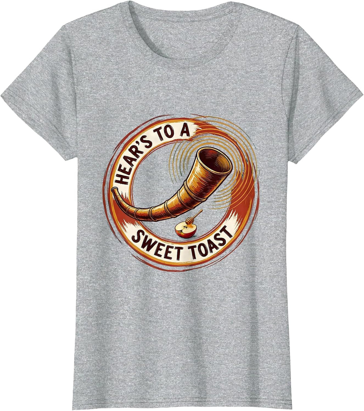 Hear's To A Sweet Toast Funny Rosh Hashanah Jewish New Year T-Shirt - Heather Grey