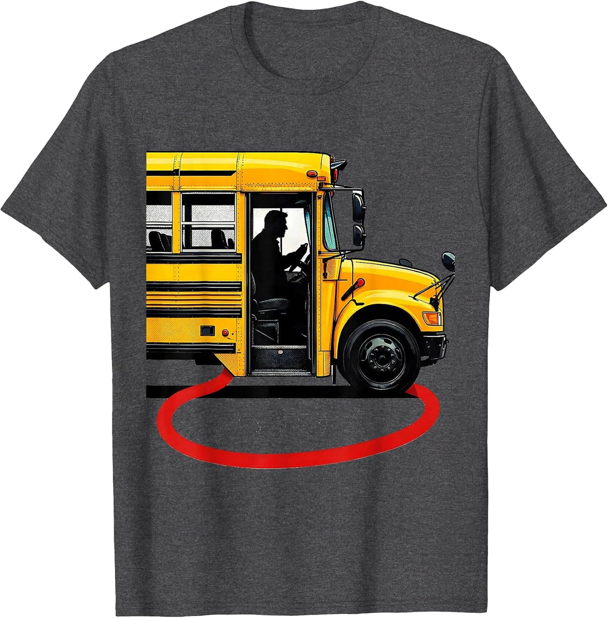 Men's School Bus Driver Pop Art Bus Enthusiast Novelty T-Shirt - Dark Heather Grey