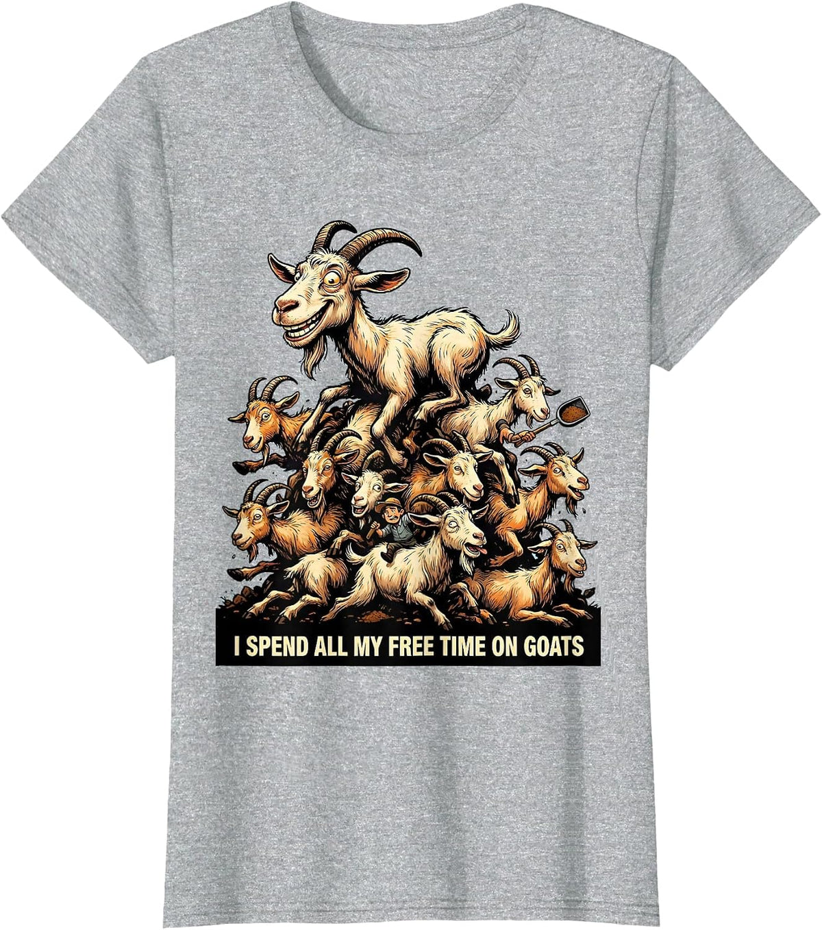 Women's I Spend All My Free Time On Goats Funny Goat Lover Farmer T-Shirt - Heather Grey