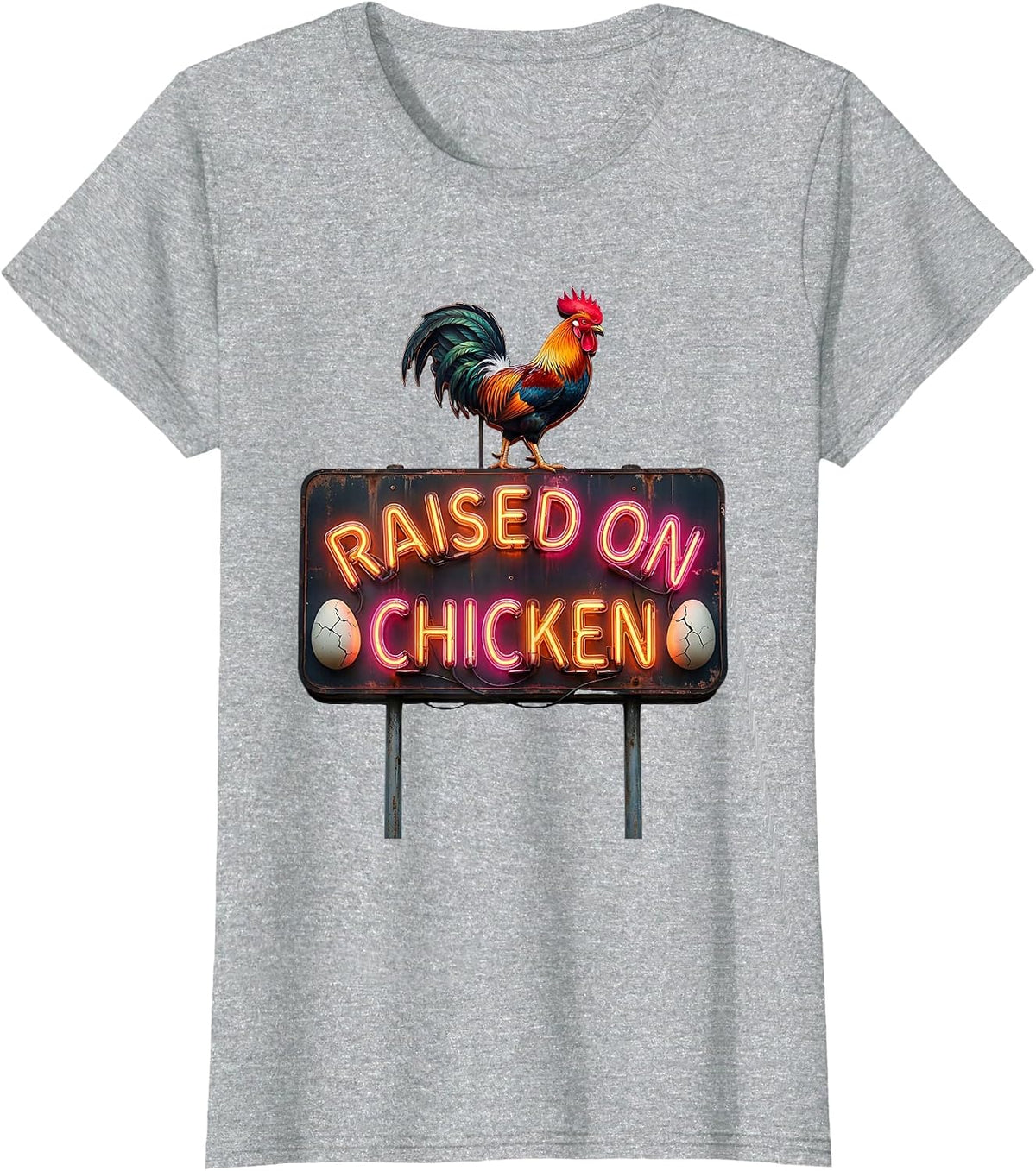 Raised on Chicken Proud Poultry Lover Design T-Shirt - Heather Grey
